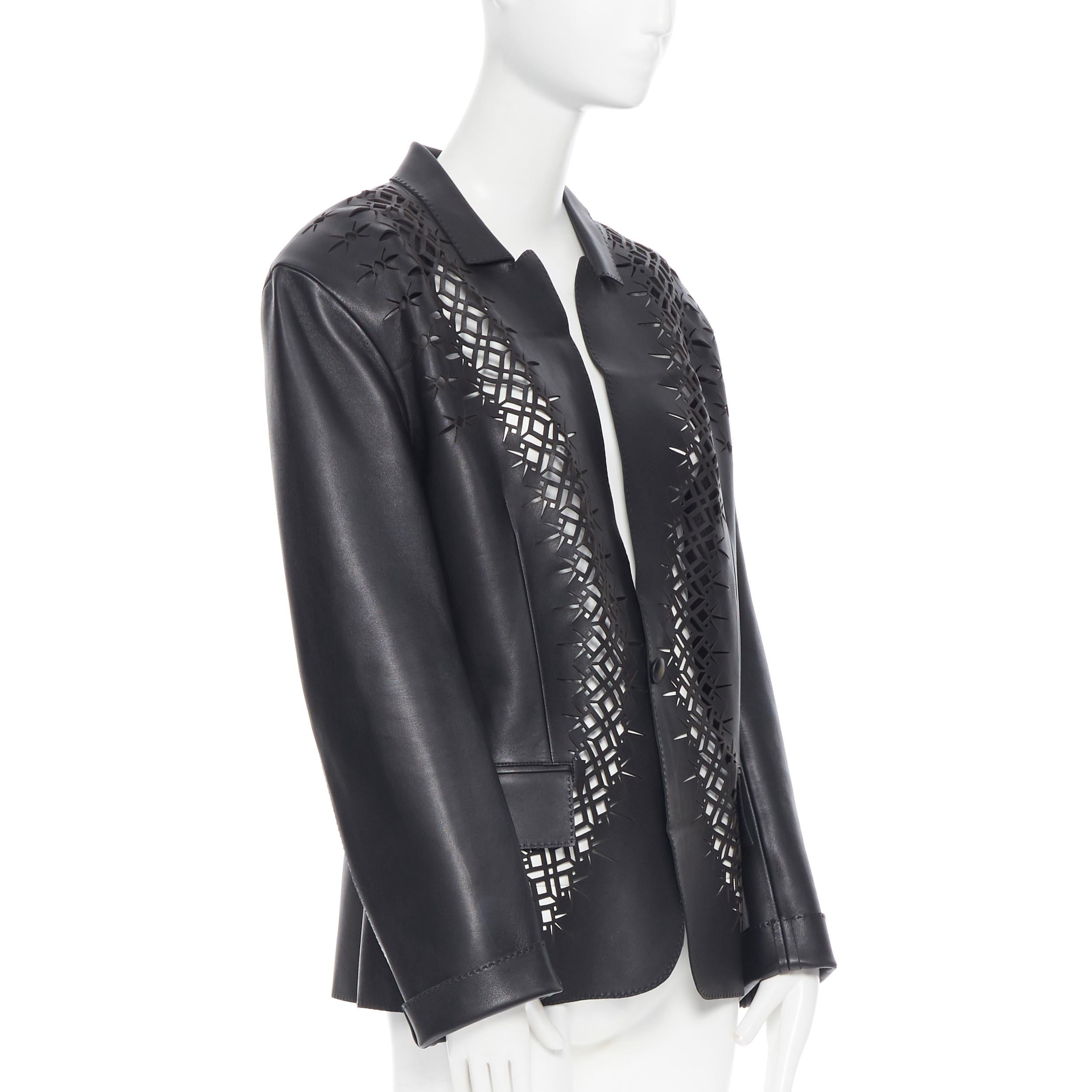 nuevo HAIDER ACKERMANN Pasarela SS19 Cuello cortado con láser Chaqueta blazer de cuero FR40 M en Bueno Estado en Hong Kong, NT