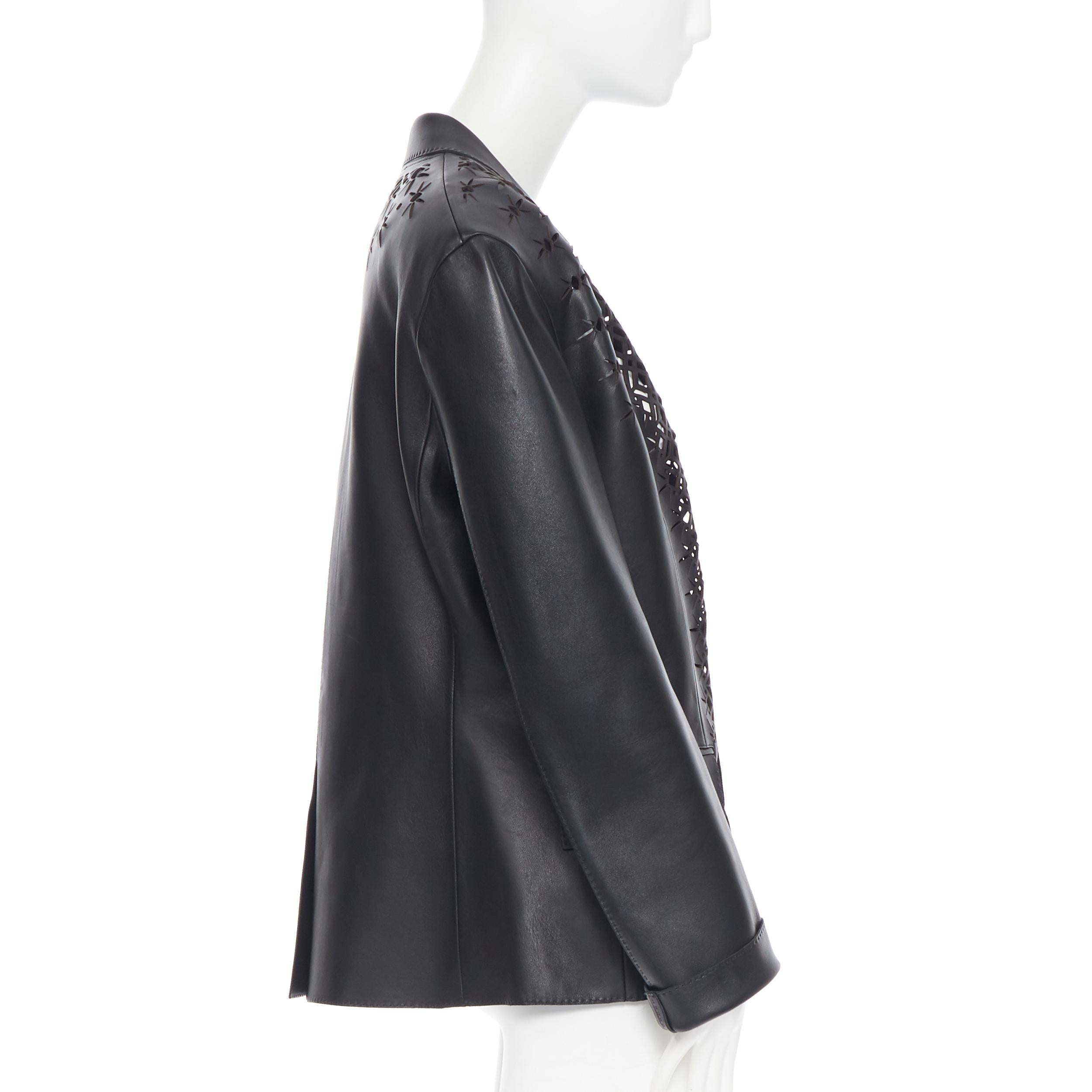 De las mujeres nuevo HAIDER ACKERMANN Pasarela SS19 Cuello cortado con láser Chaqueta blazer de cuero FR40 M
