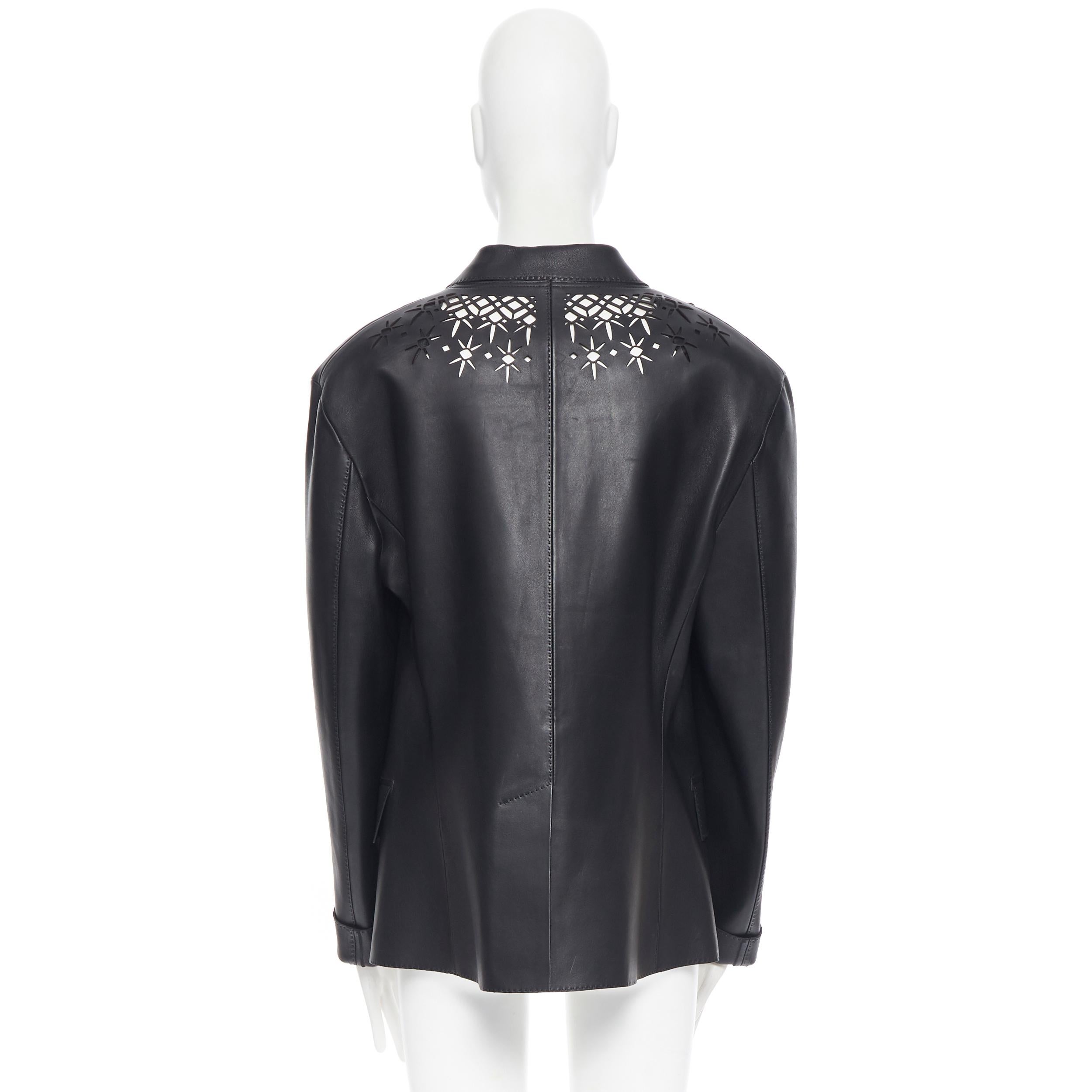 nuevo HAIDER ACKERMANN Pasarela SS19 Cuello cortado con láser Chaqueta blazer de cuero FR40 M 1