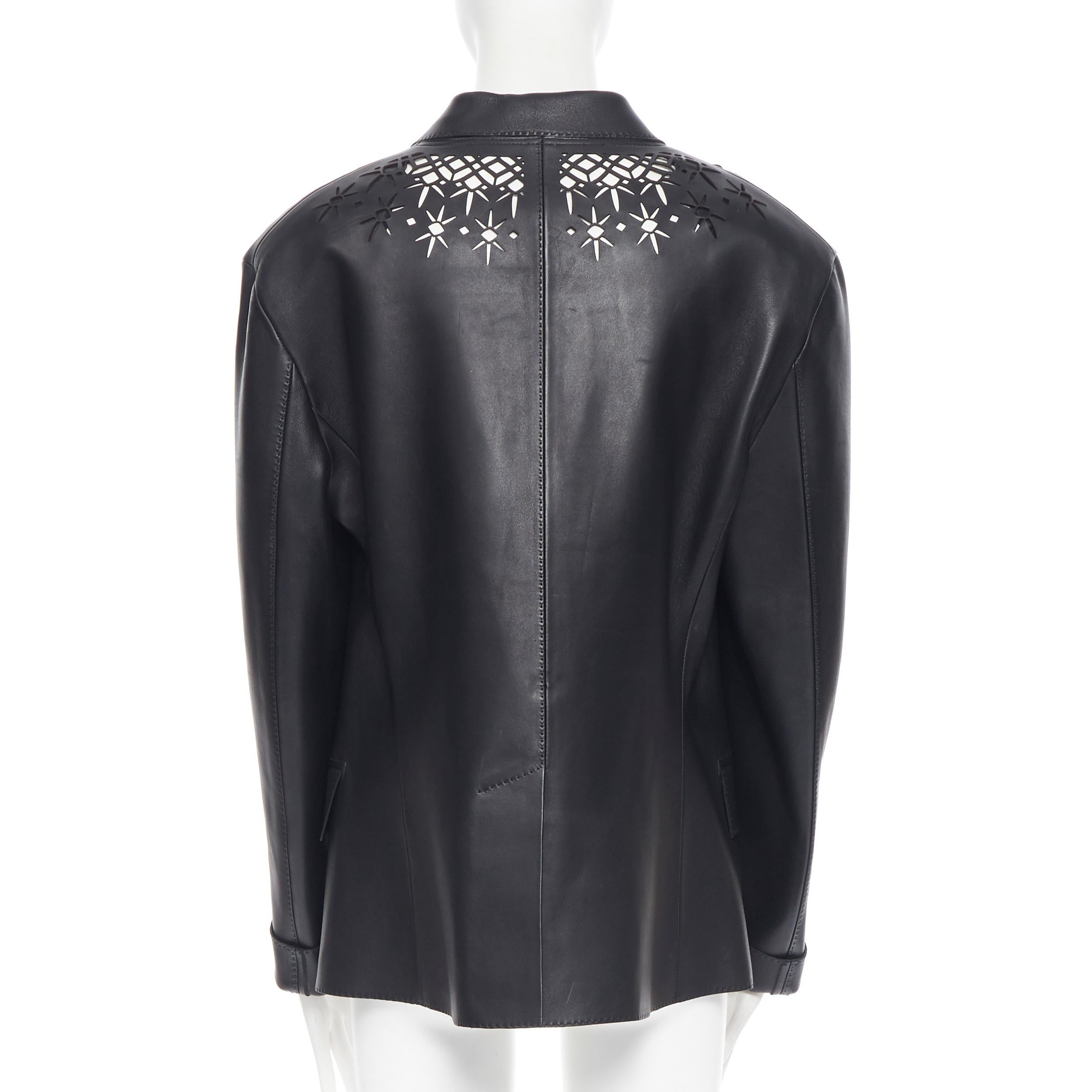 nuevo HAIDER ACKERMANN Pasarela SS19 Cuello cortado con láser Chaqueta blazer de cuero FR40 M 2