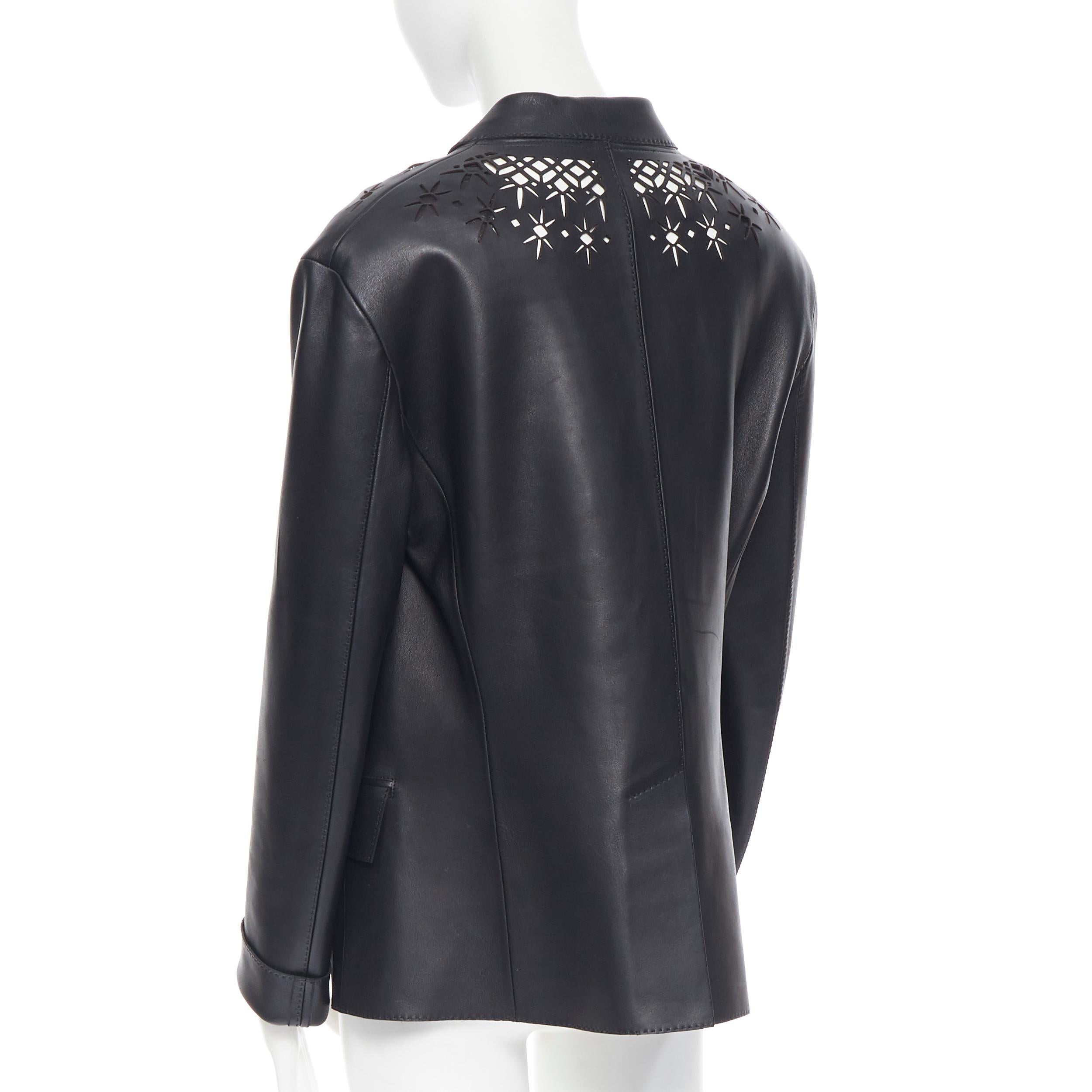 nuevo HAIDER ACKERMANN Pasarela SS19 Cuello cortado con láser Chaqueta blazer de cuero FR40 M 3