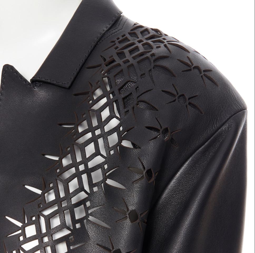nuevo HAIDER ACKERMANN Pasarela SS19 Cuello cortado con láser Chaqueta blazer de cuero FR40 M 4