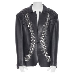 nuevo HAIDER ACKERMANN Pasarela SS19 Cuello cortado con láser Chaqueta blazer de cuero FR40 M