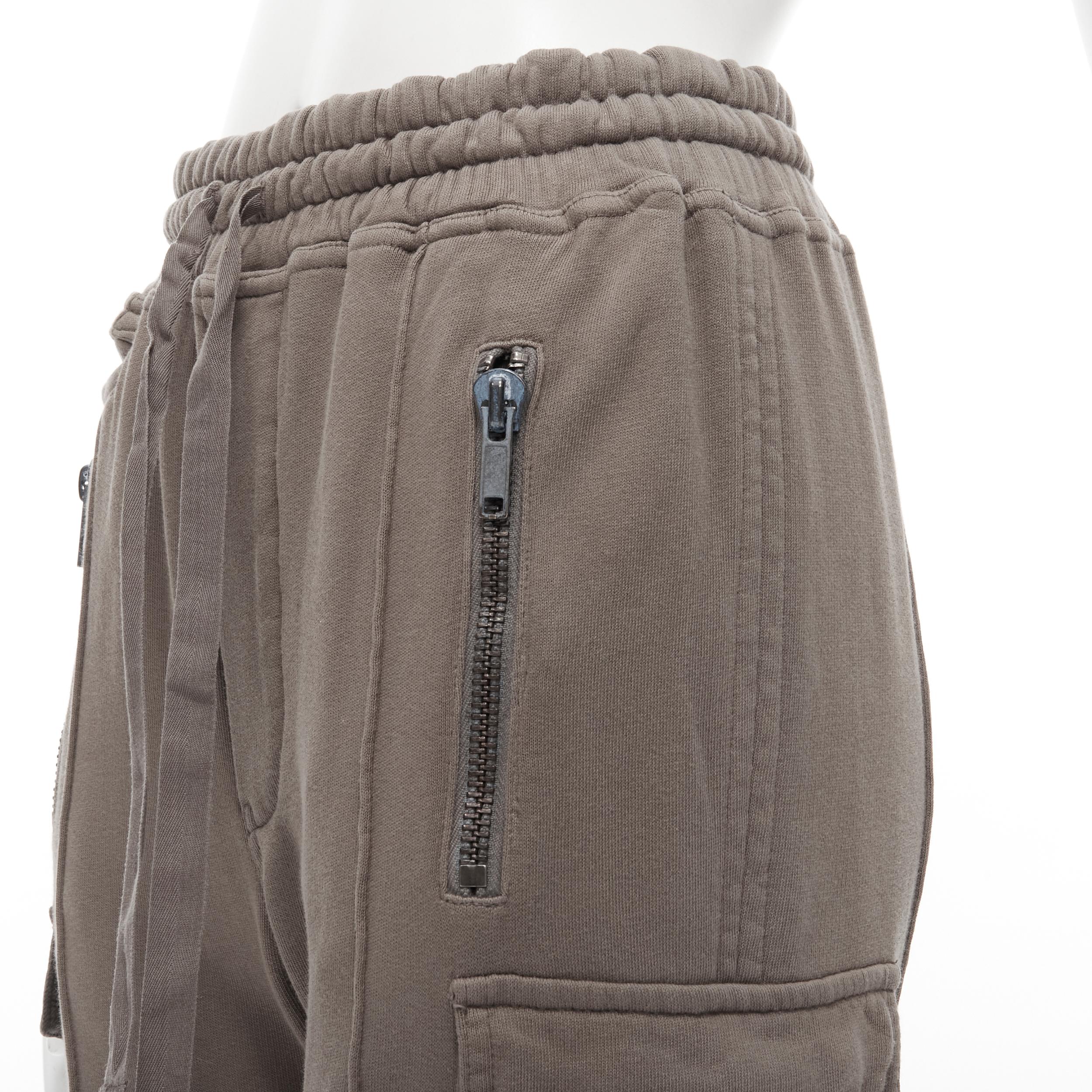 Gray new HAIDER ACKERMNAN Perth grey cotton patchwork dual cuff jogger sweatpants XS