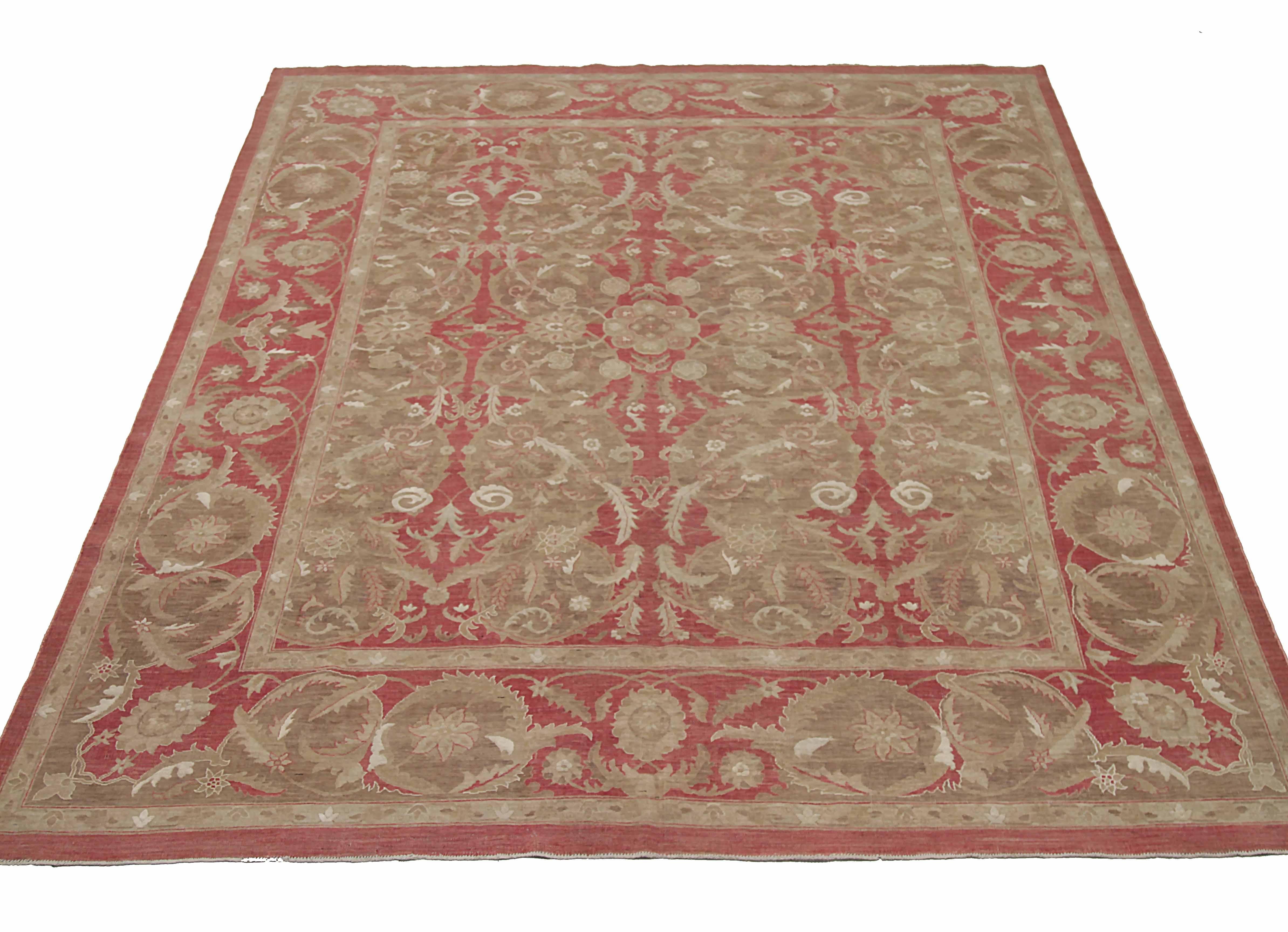 New Afghan area rug handwoven from the finest sheep’s wool. It’s colored with all-natural vegetable dyes that are safe for humans and pets. It’s a Haji Jalili design woven by expert artisans. In addition to the fine weaving, this rug underwent a
