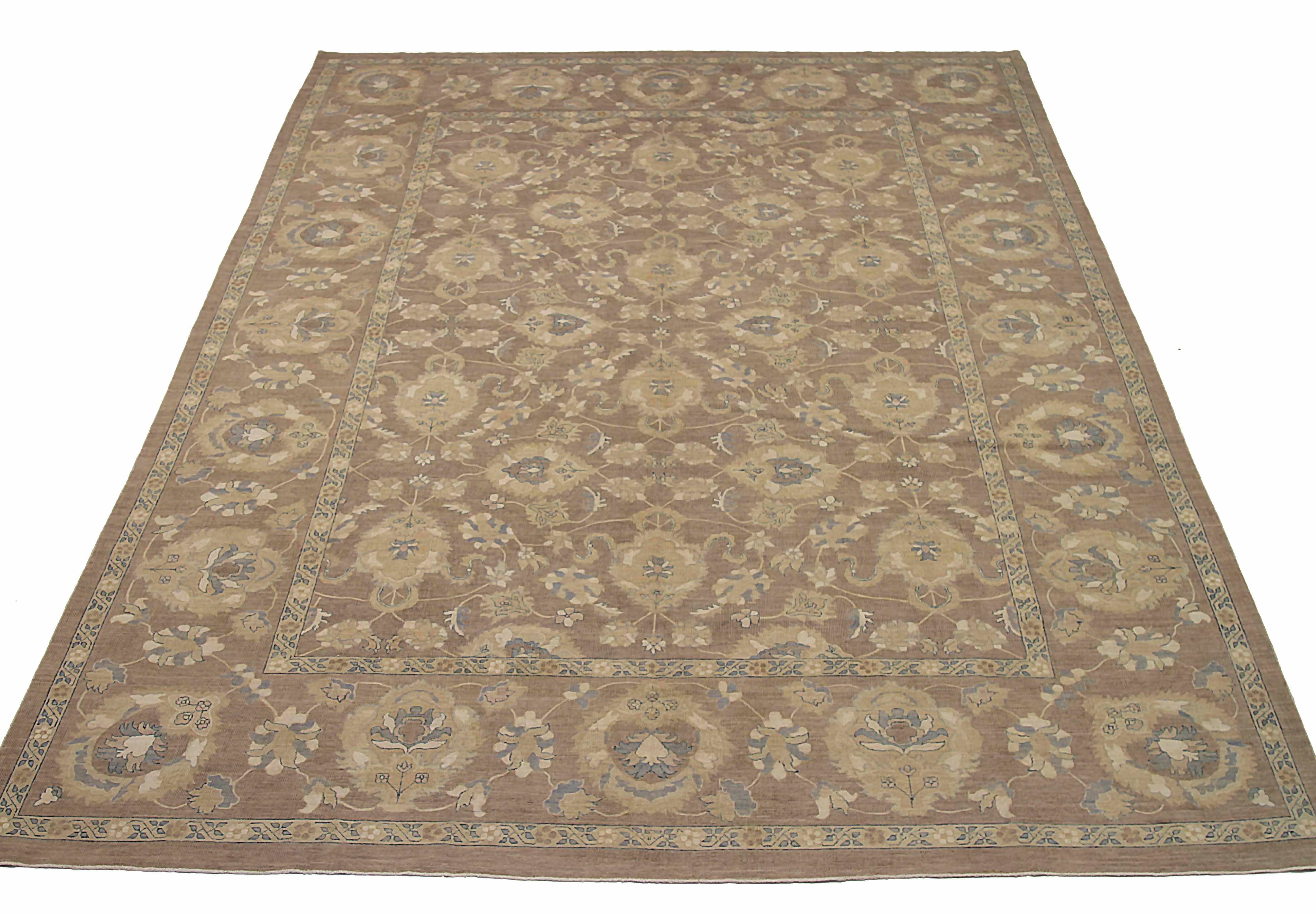 New Afghan area rug handwoven from the finest sheep’s wool. It’s colored with all-natural vegetable dyes that are safe for humans and pets. It’s a Haji Jalili design woven by expert artisans. In addition to the fine weaving, this rug underwent a