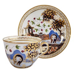Neuer Teebecher und Untertasse aus Knochenporzellan, Elefantenmuster, Regency, ca. 1815
