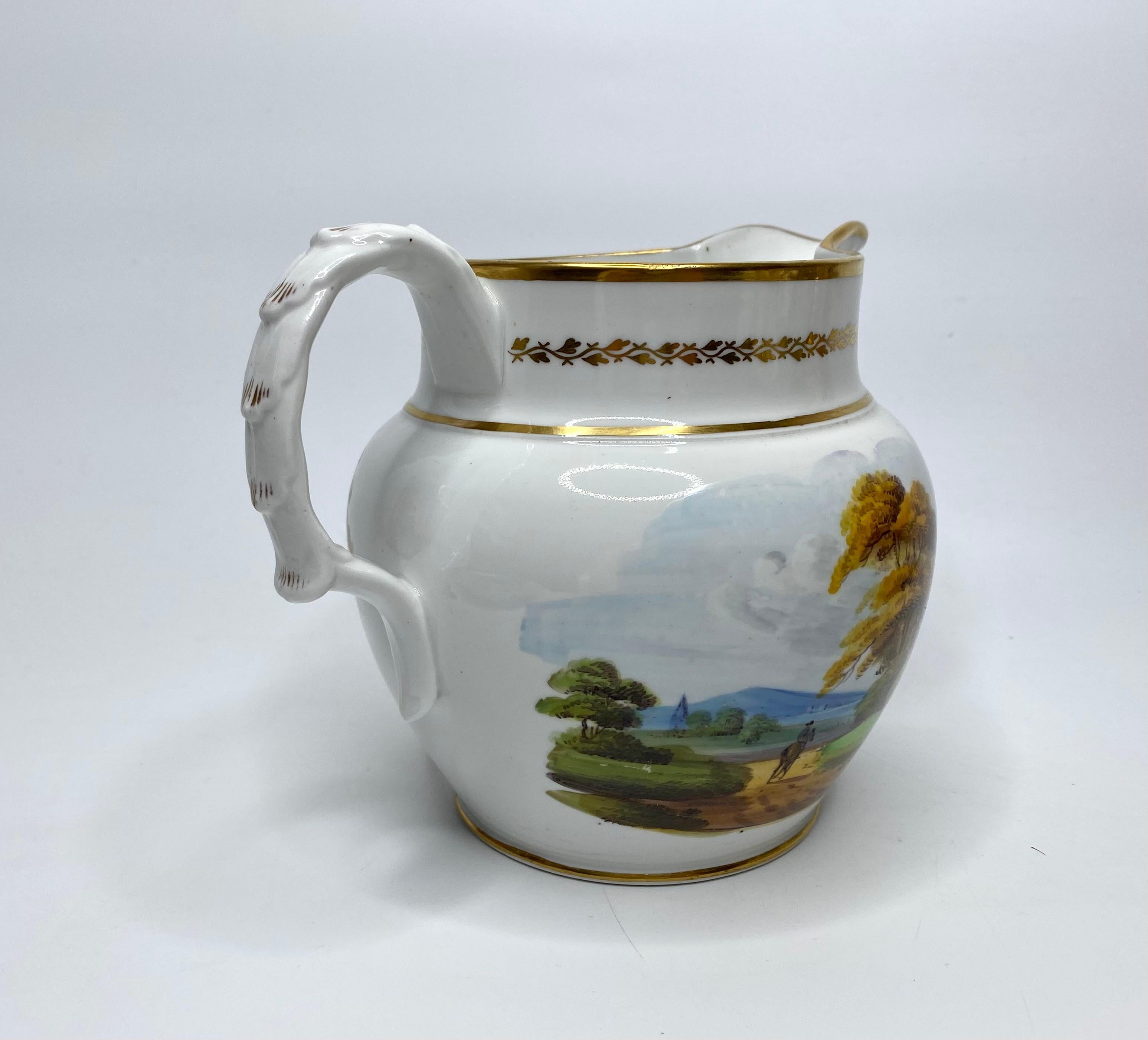 Regency New Hall bone china water jug, ‘JH’, c. 1815. For Sale