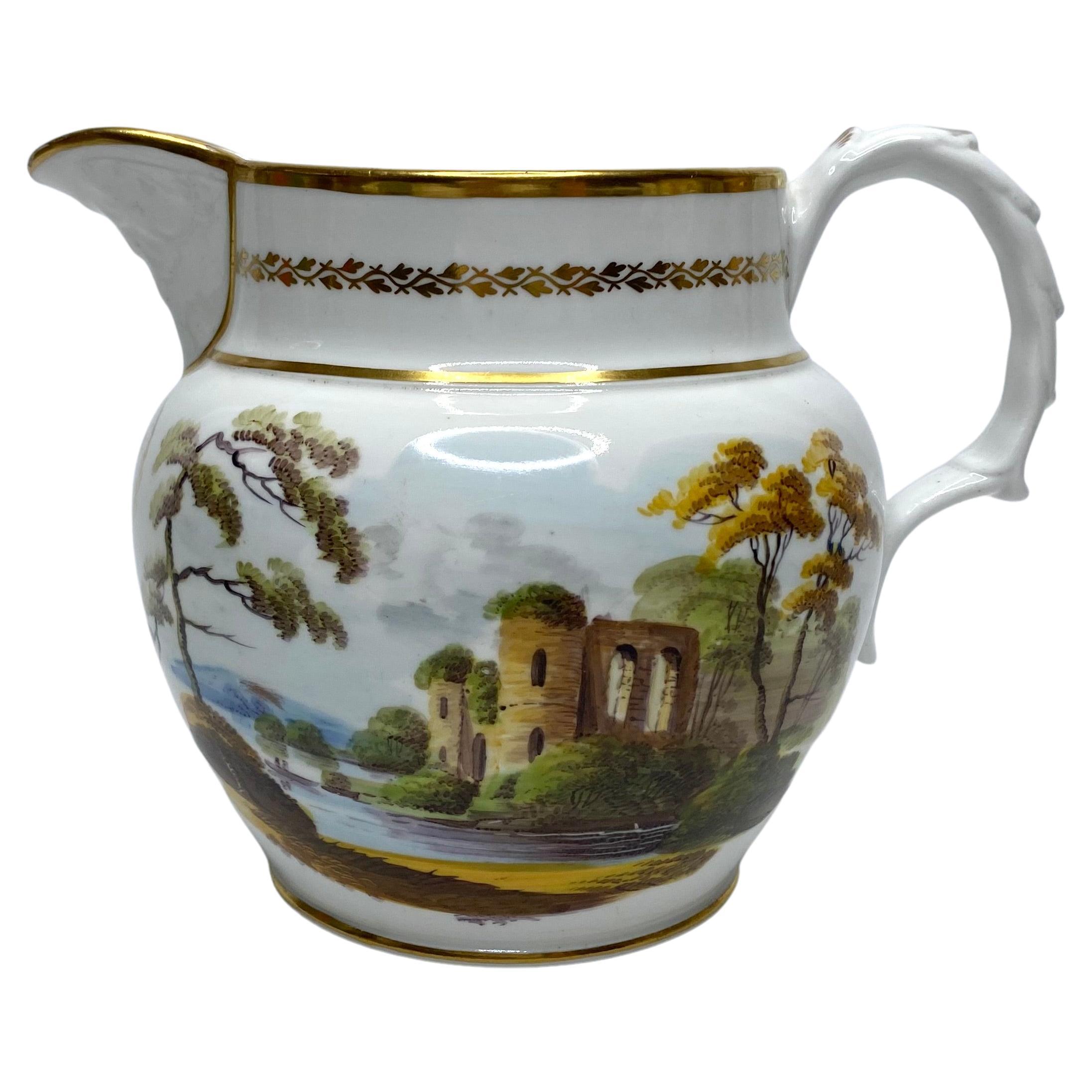 New Hall bone china water jug, ‘JH’, c. 1815.