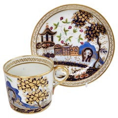 New Hall Coffee Can and Saucer, Elephant Pattern, Regency 1810-1815 'A/F'