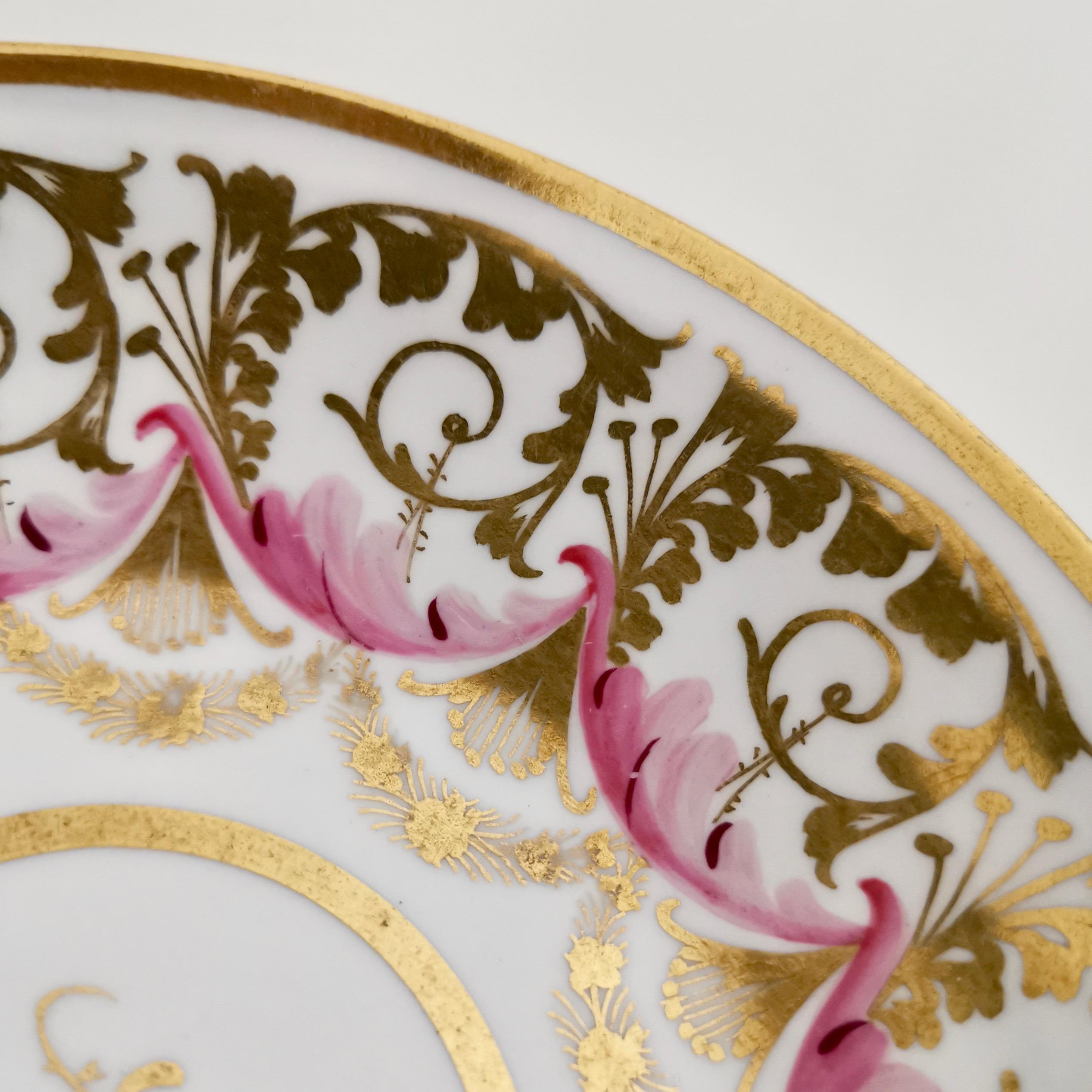 New Hall Cup and Saucer, Gilt and Pink Sprigs, Regency, 1815-1820 3