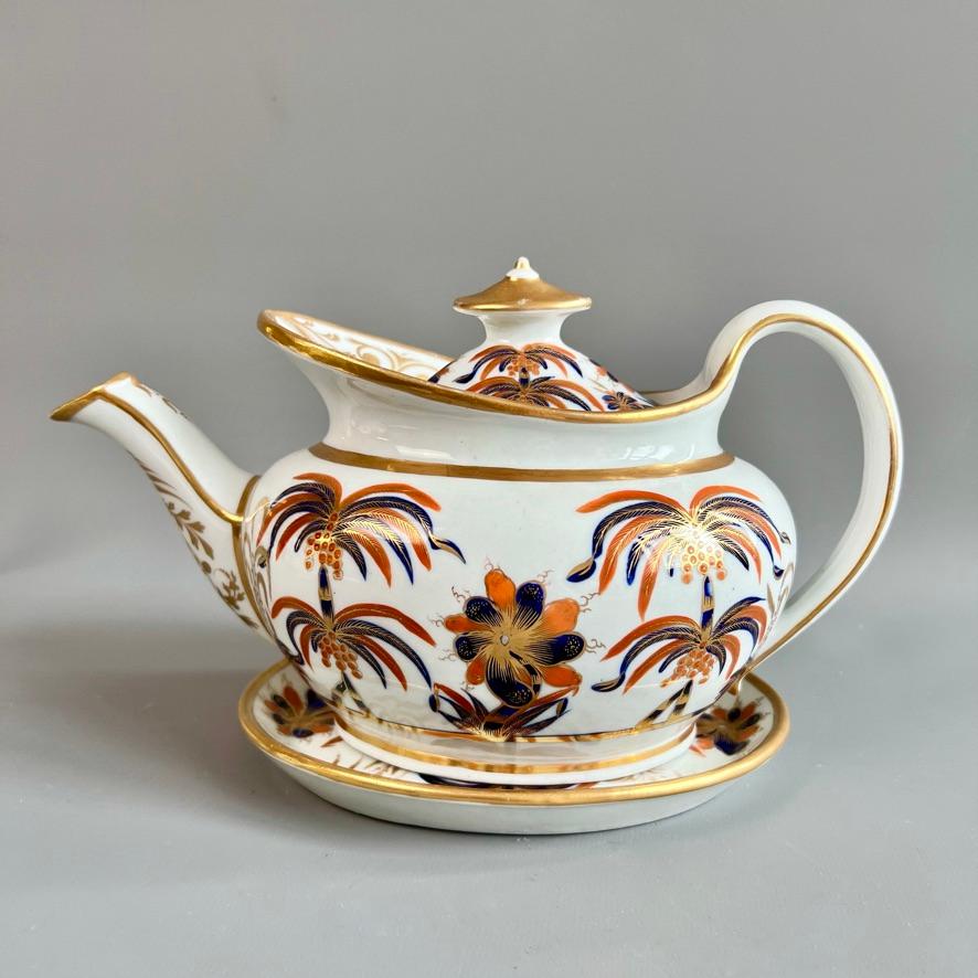 English New Hall Hybrid Hard Paste Porcelain Tea Service, Palm Tree patt. 484, ca 1810 For Sale