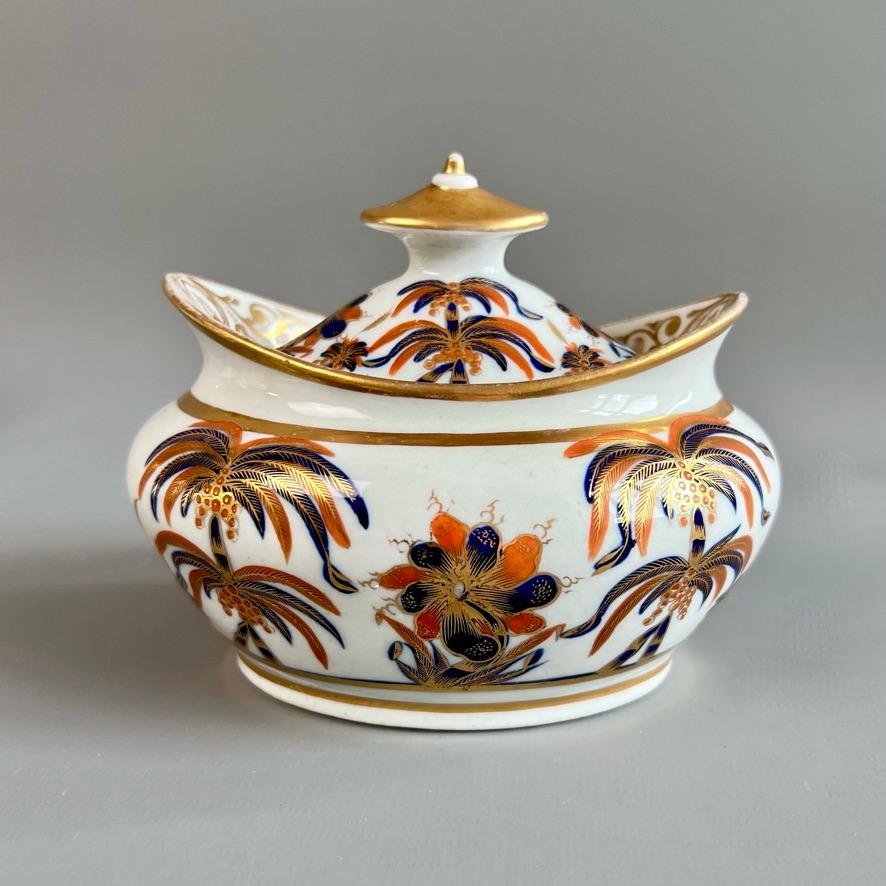 New Hall Hybrid Hard Paste Porcelain Tea Service, Palm Tree patt. 484, ca 1810 For Sale 1