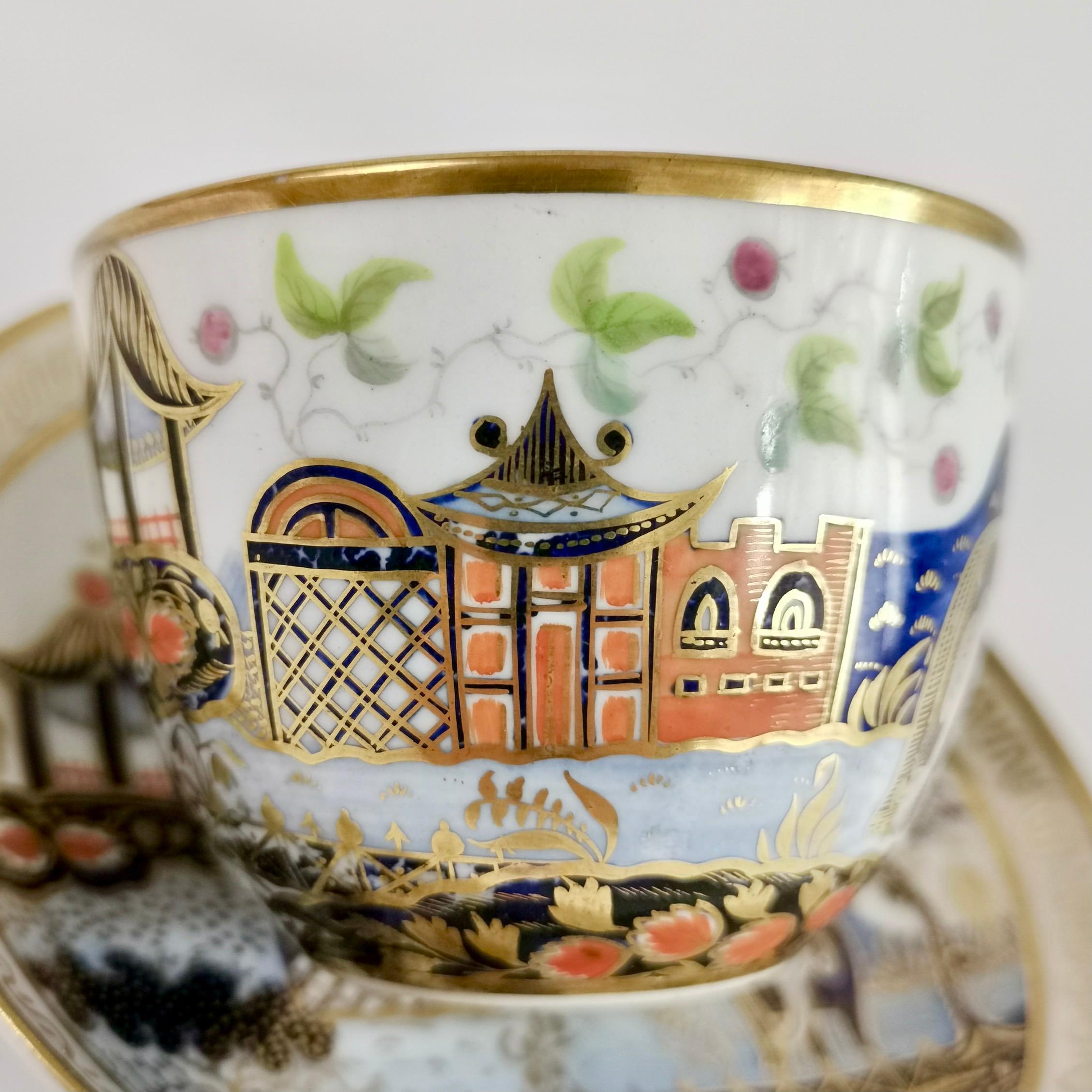 New Hall Hybrid Hard Paste Teacup and Saucer, Elephant Pattern, Regency ca 1810 3