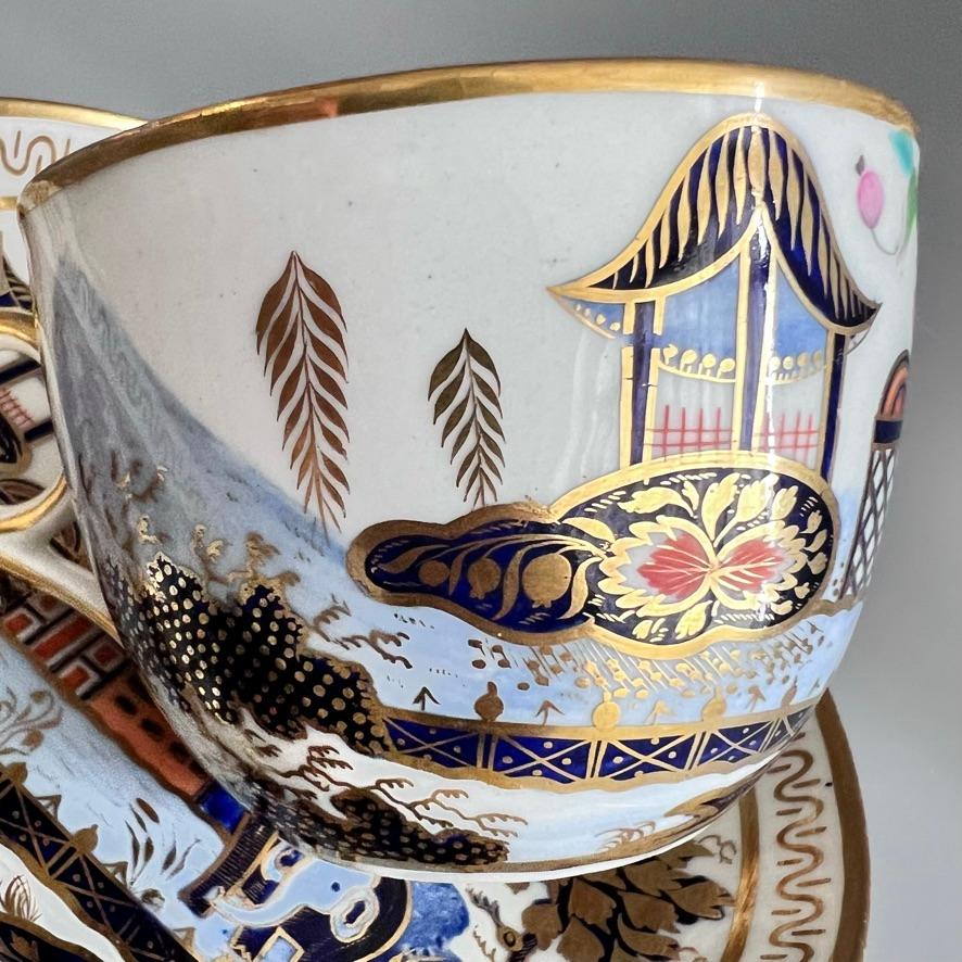 New Hall Hybrid Hard Paste Teacup Trio, Elephant Pattern, Regency ca 1810 For Sale 5