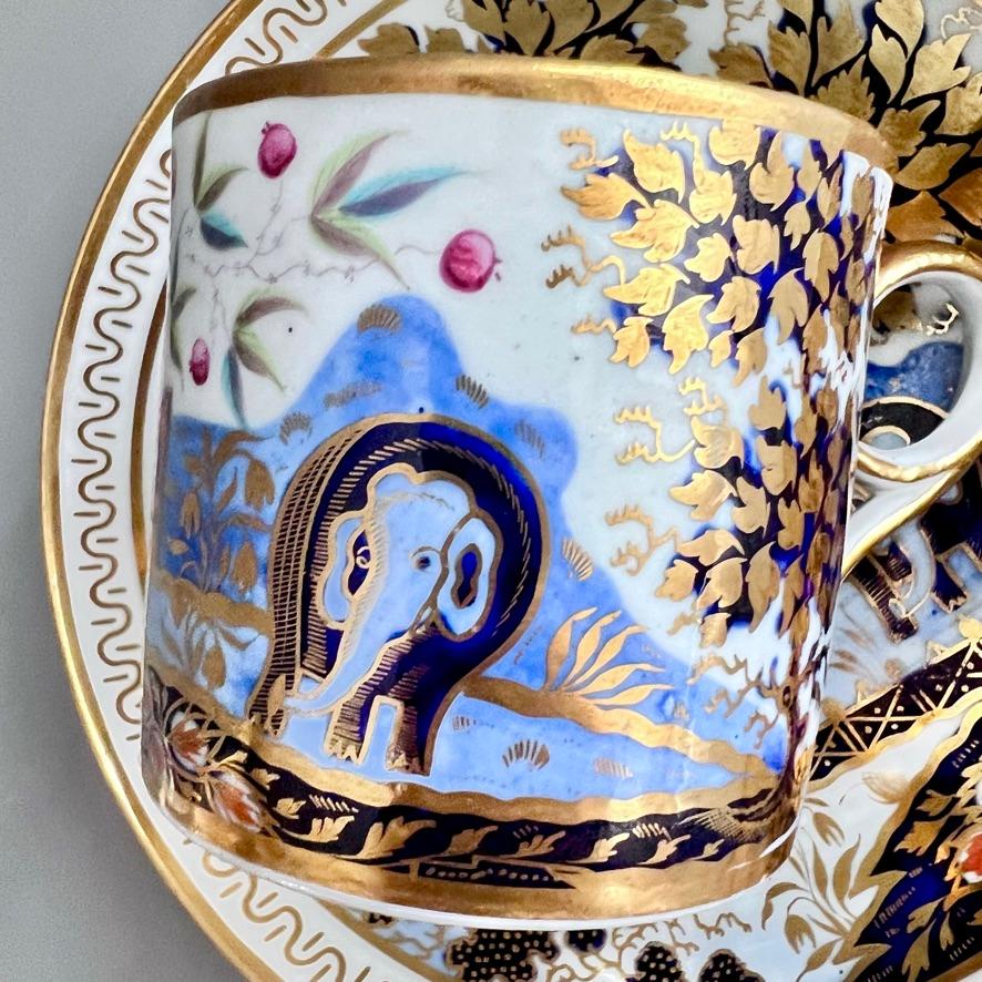 Porcelain New Hall Hybrid Hard Paste Teacup Trio, Elephant Pattern, Regency ca 1810 For Sale