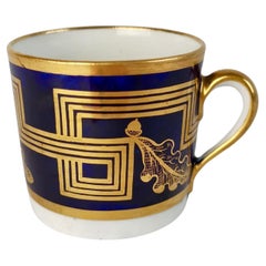 New Hall Orphaned Coffee Can, Neo-Classical Cobalt Blue, Gilt, Acorns, ca 1805