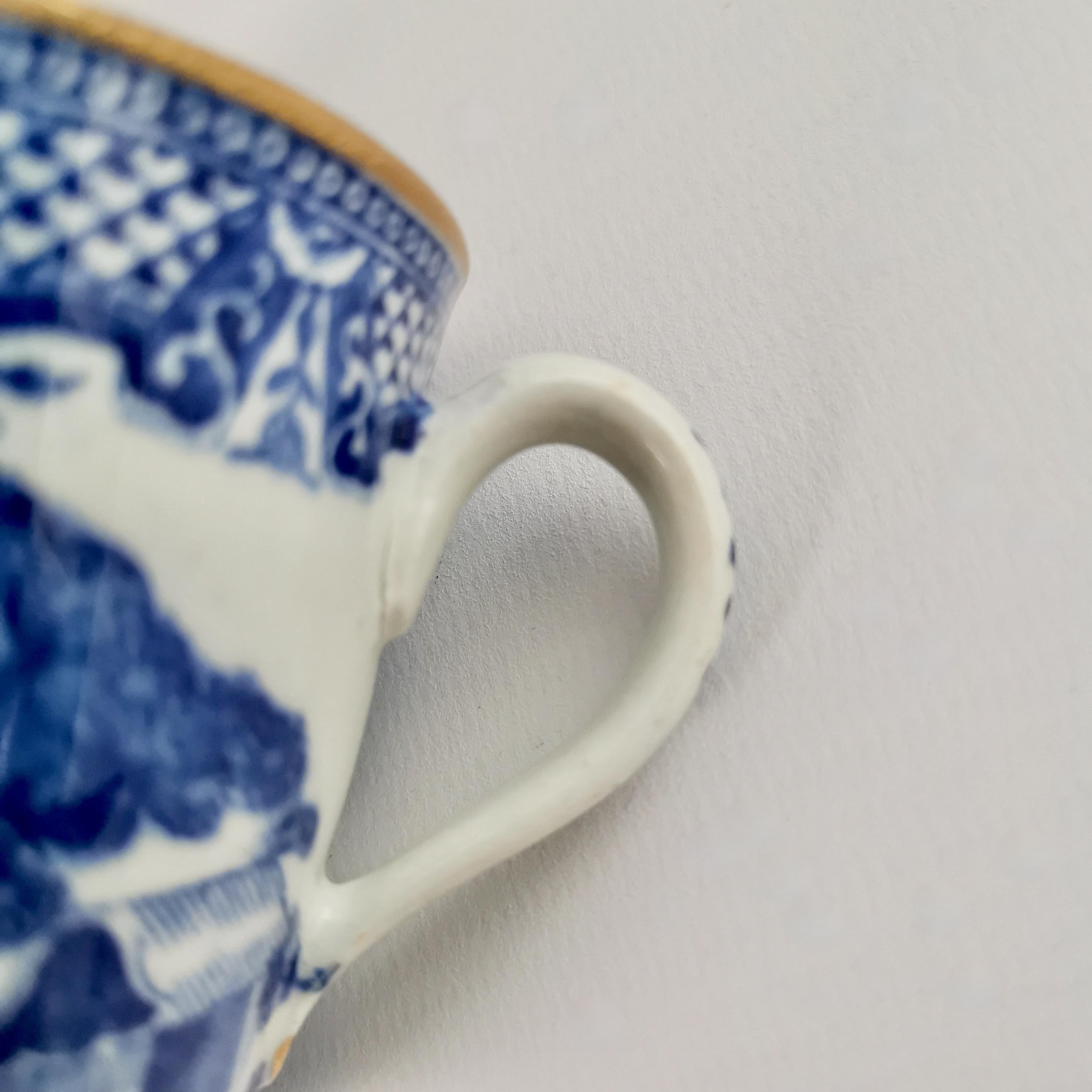 New Hall Orphaned Coffee Cup, Blue and White Malay House, Georgian ca 1795 2