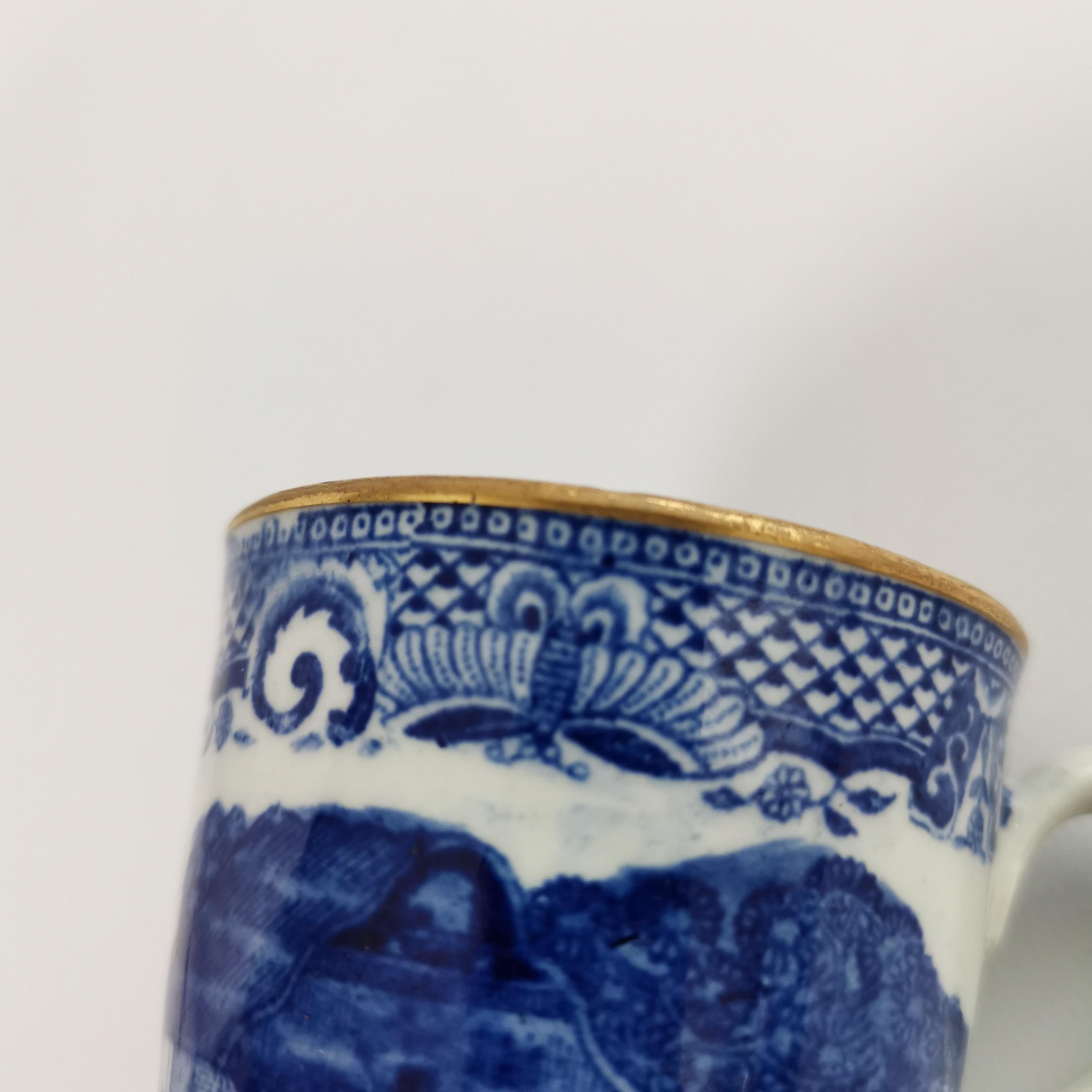 New Hall Orphaned Coffee Cup, Blue and White Malay House, Georgian ca 1795 3