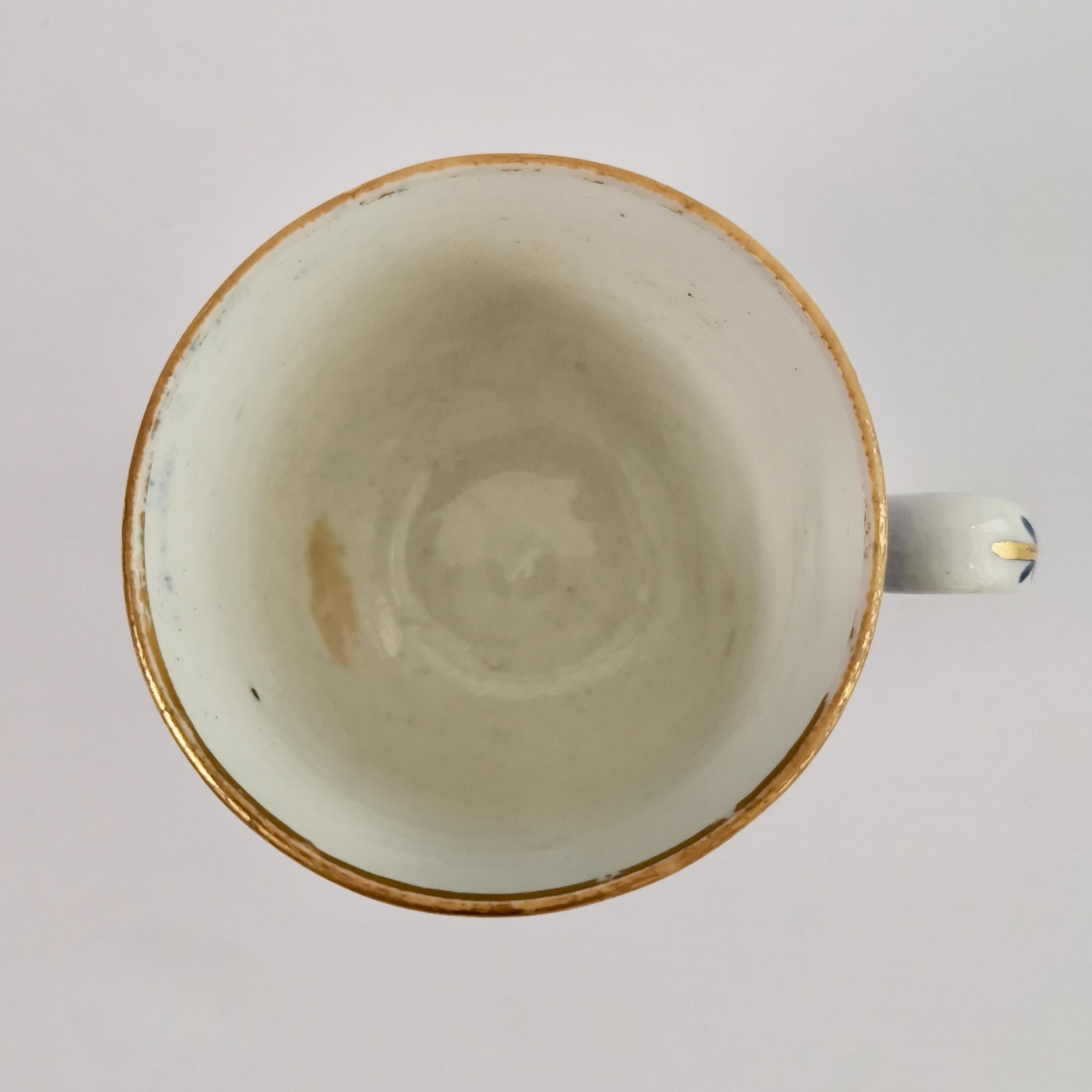 New Hall Orphaned Coffee Cup, Blue and White Malay House, Georgian ca 1795 4