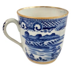 New Hall Orphaned Coffee Cup, Blue and White Malay House, Georgian ca 1795