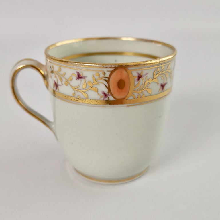 English New Hall Orphaned Porcelain Coffee Cup, White with Gilt, Georgian, ca 1795 For Sale