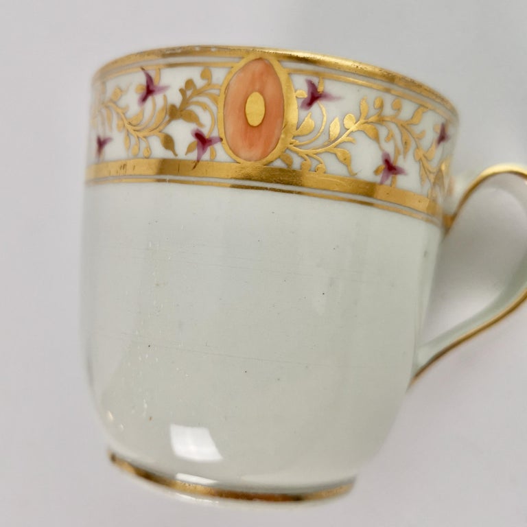 Late 18th Century New Hall Orphaned Porcelain Coffee Cup, White with Gilt, Georgian, ca 1795 For Sale