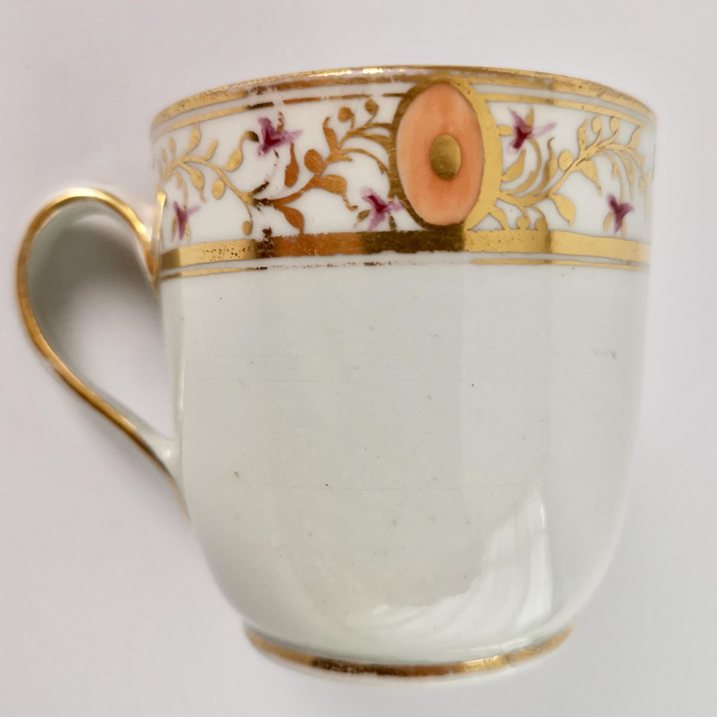New Hall Orphaned Porcelain Coffee Cup, White with Gilt, Georgian, ca 1795 1