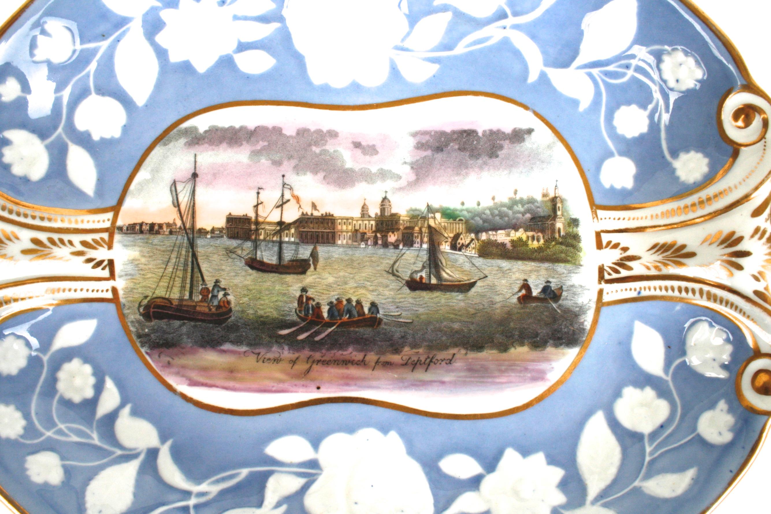 Hall Pâte-Sur-Pâte Serving Pieces with British Scenery, circa 1800 For Sale 1