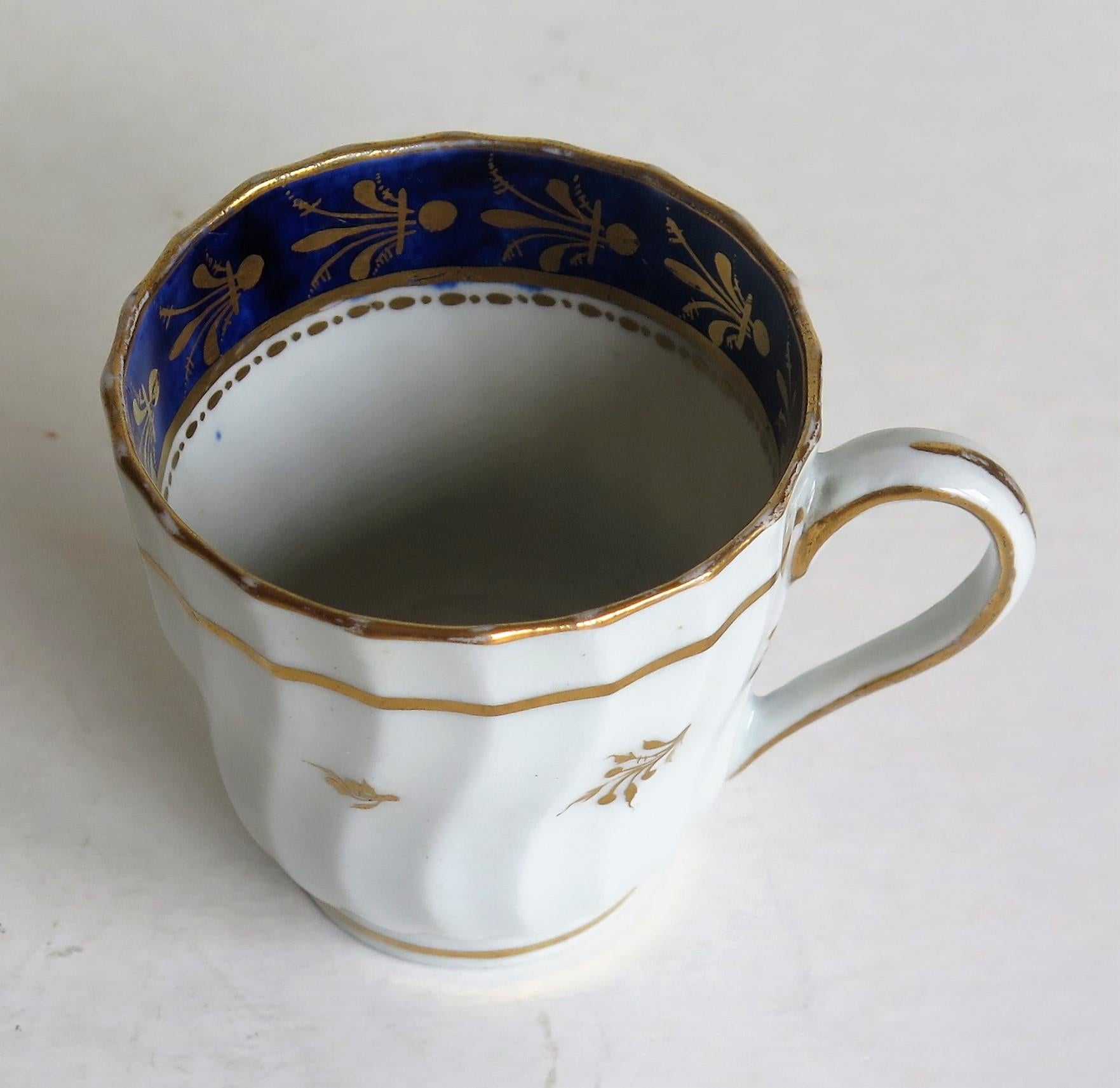 New Hall Porcelain Coffee Cup Shanked and Fluted Body Hand-Painted, circa 1795 3