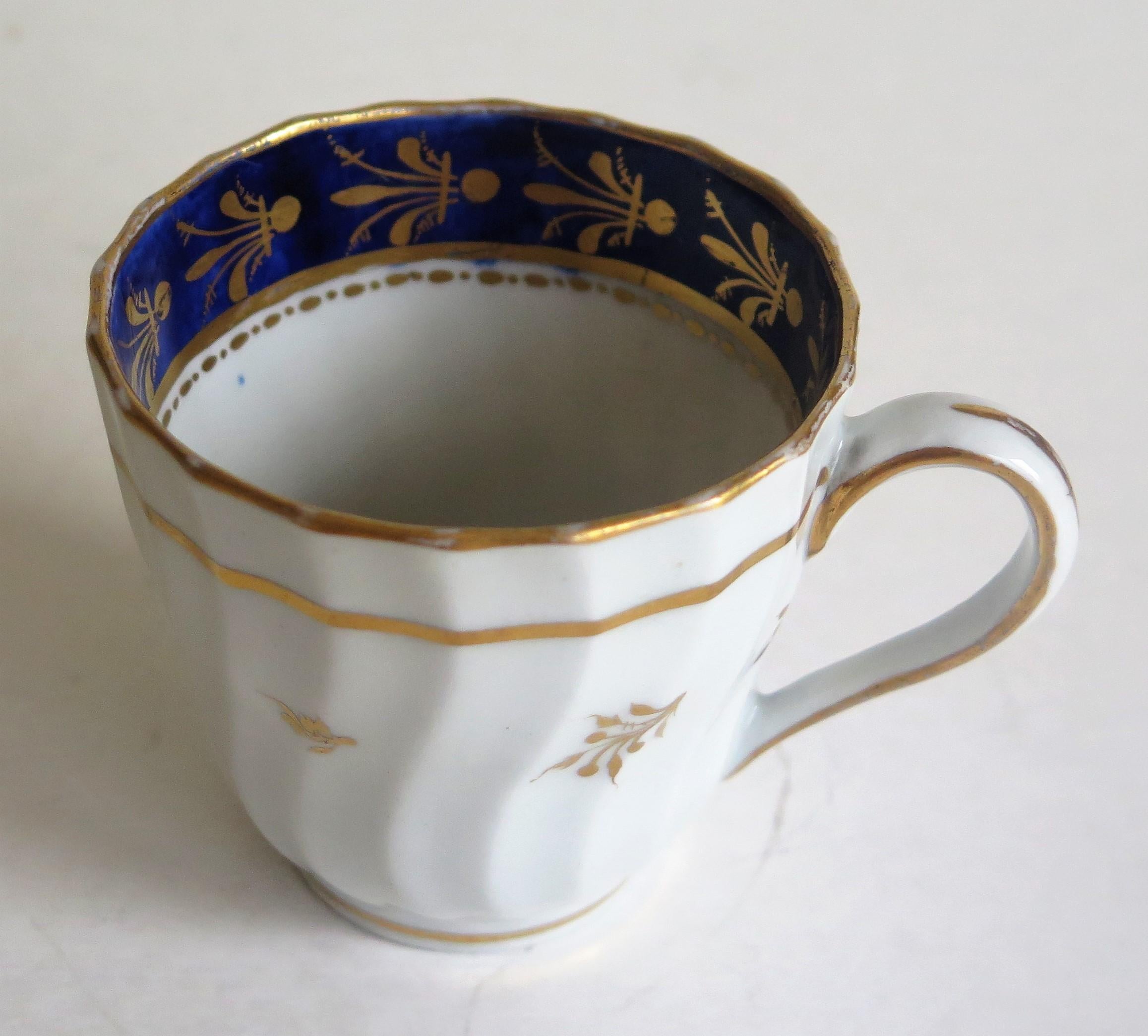 New Hall Porcelain Coffee Cup Shanked and Fluted Body Hand-Painted, circa 1795 7