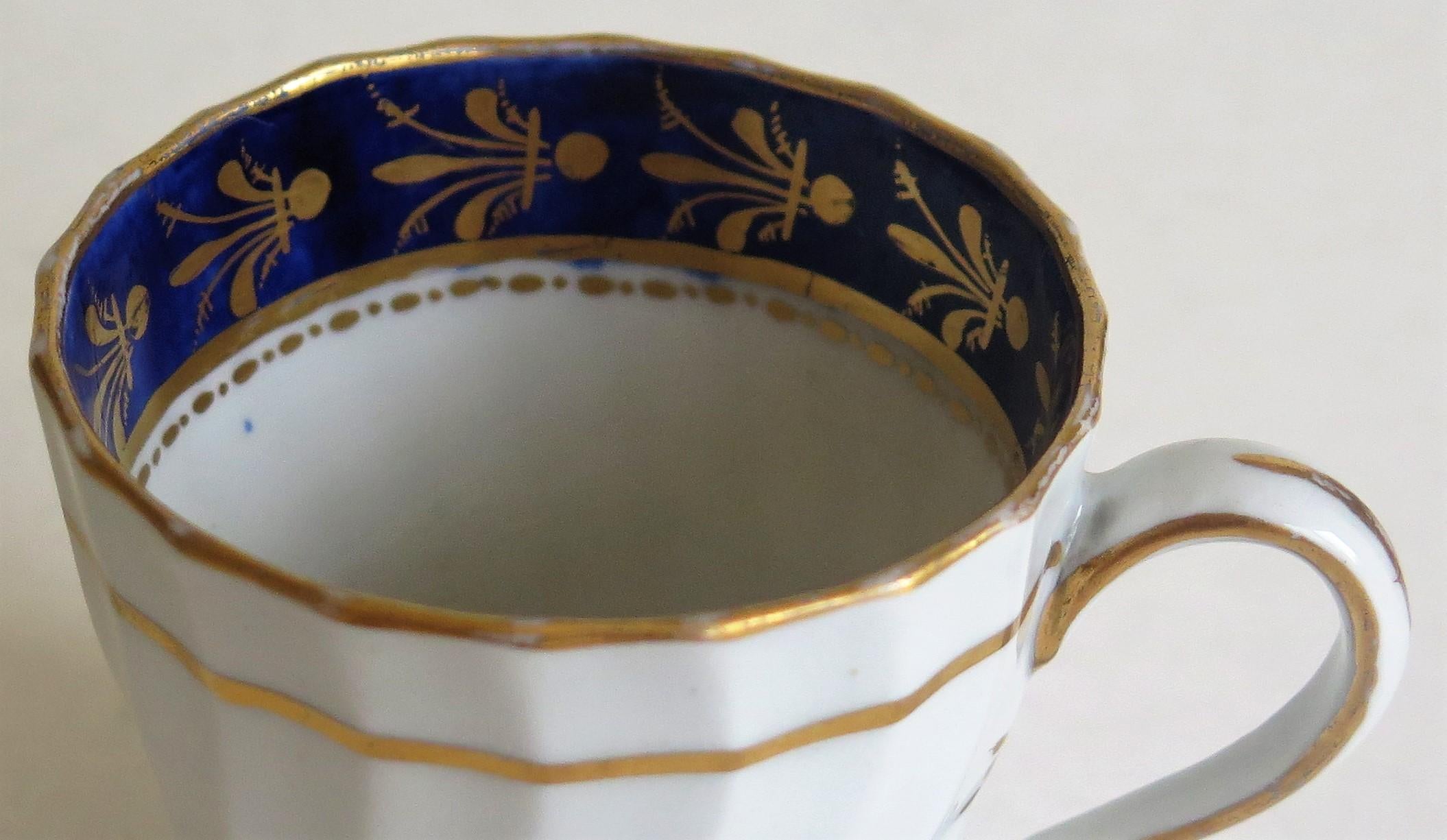 New Hall Porcelain Coffee Cup Shanked and Fluted Body Hand-Painted, circa 1795 8