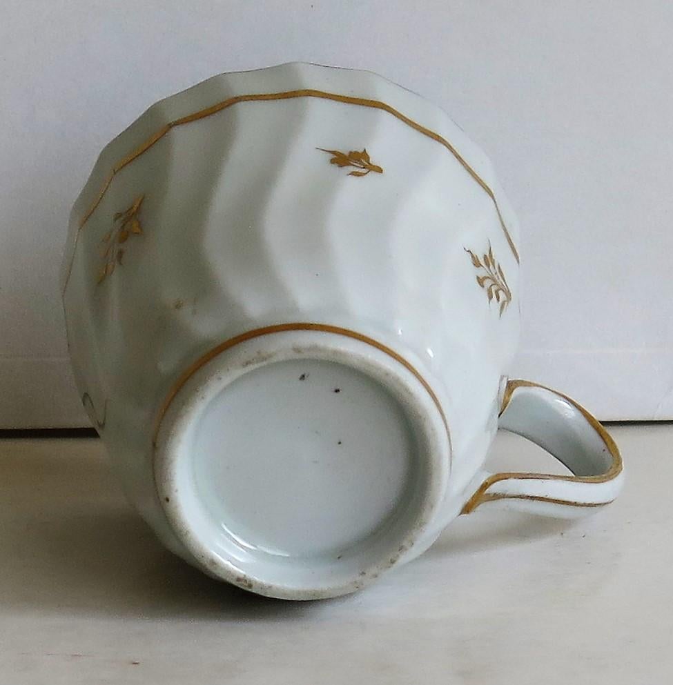 New Hall Porcelain Coffee Cup Shanked and Fluted Body Hand-Painted, circa 1795 12