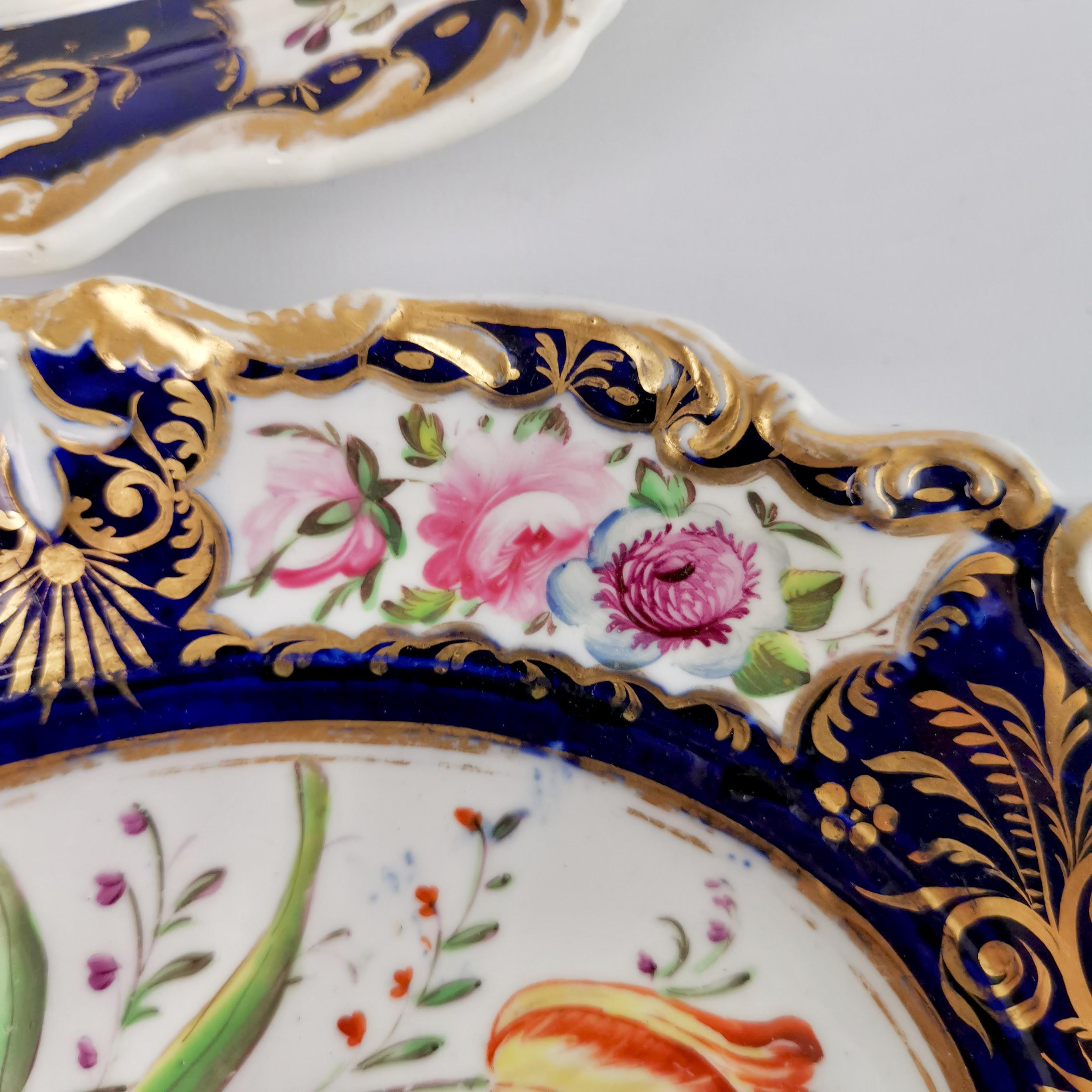New Hall Porcelain Dessert Service, Cobalt Blue with Flowers, Regency 1824-1830 9