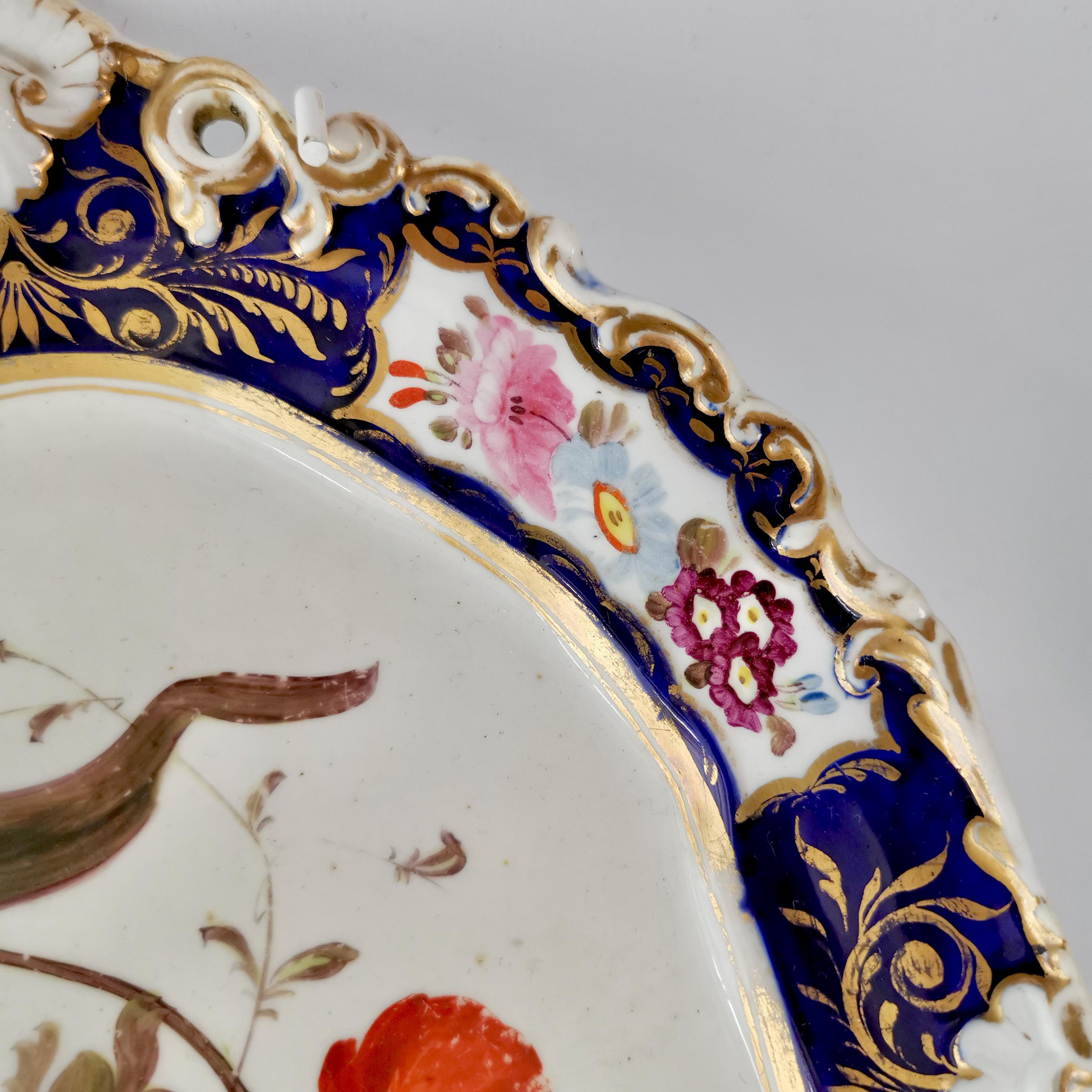 New Hall Porcelain Part Dessert Service, Cobalt Blue, Flowers, Regency 1824-1830 10