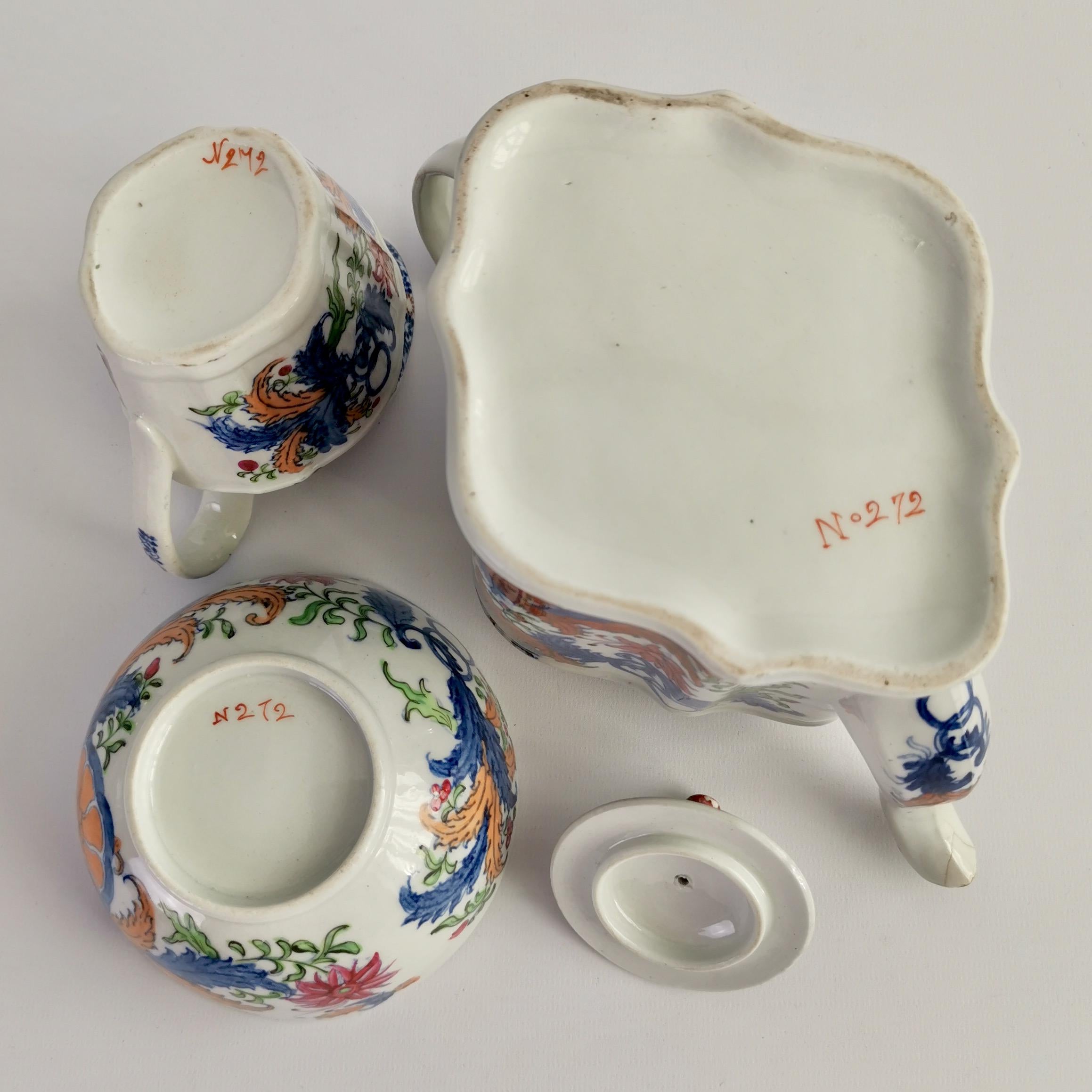 New Hall Porcelain Tea Service, Chinoiserie Flower Sprays, Georgian, circa 1795 For Sale 9