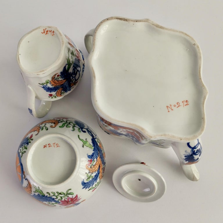 New Hall Porcelain Tea Service, Chinoiserie Flower Sprays, Georgian, circa 1795 For Sale 12