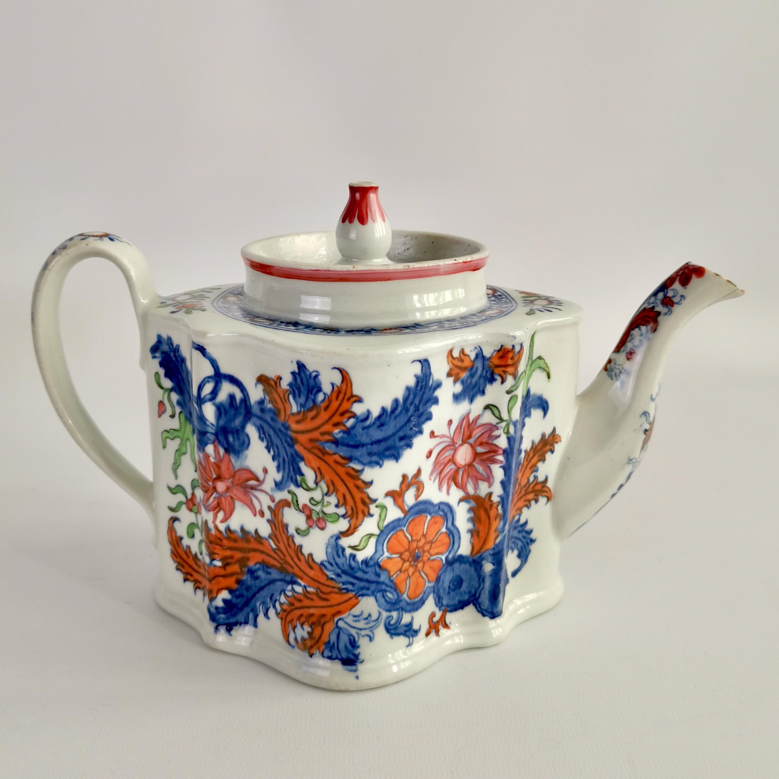 Peint à la main Service à thé en porcelaine de New Hall, gerbes de fleurs de chinoiserie, géorgien, vers 1795 en vente