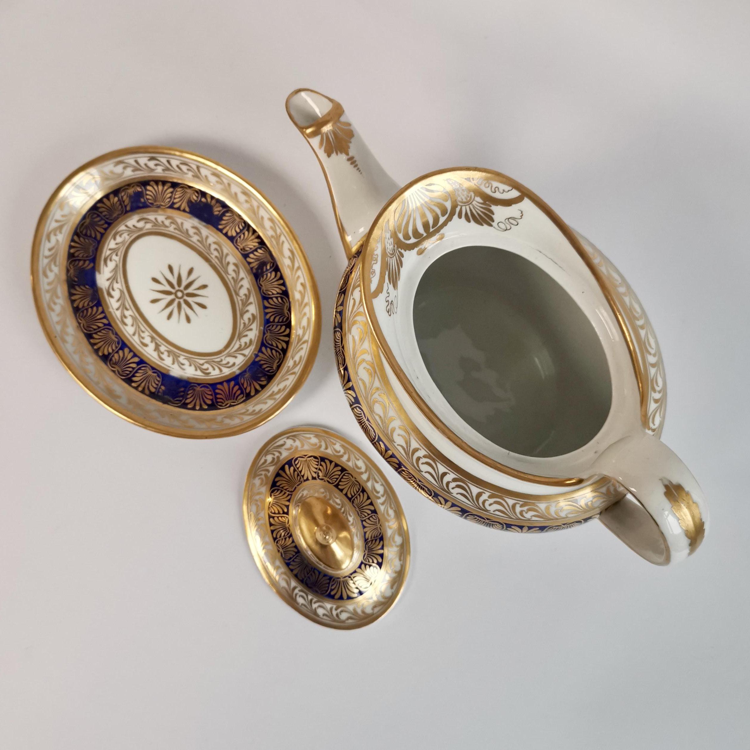 New Hall Porcelain Tea Service, Cobalt Blue and Gilt, Regency ca 1810 6