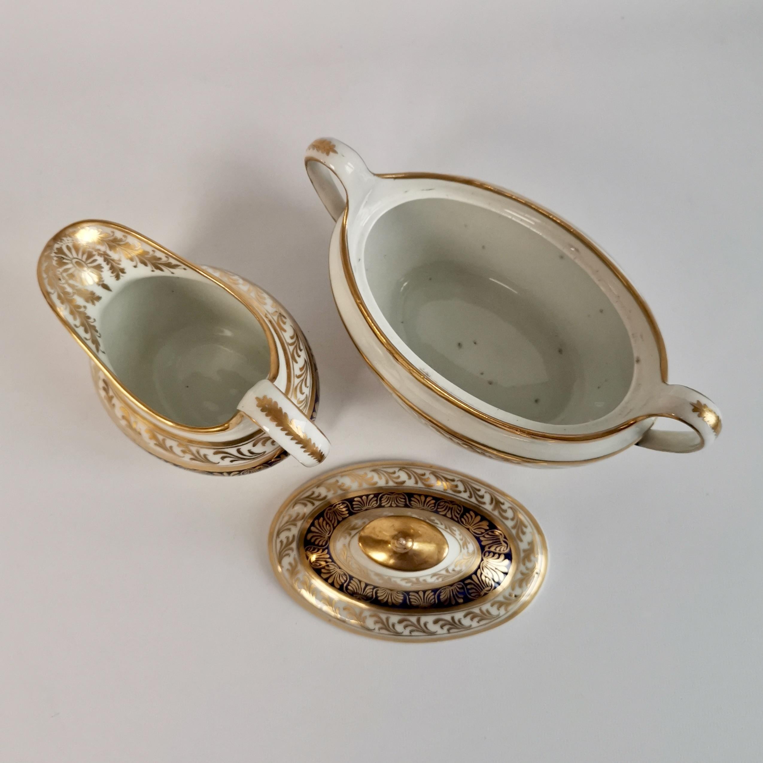 New Hall Porcelain Tea Service, Cobalt Blue and Gilt, Regency ca 1810 8