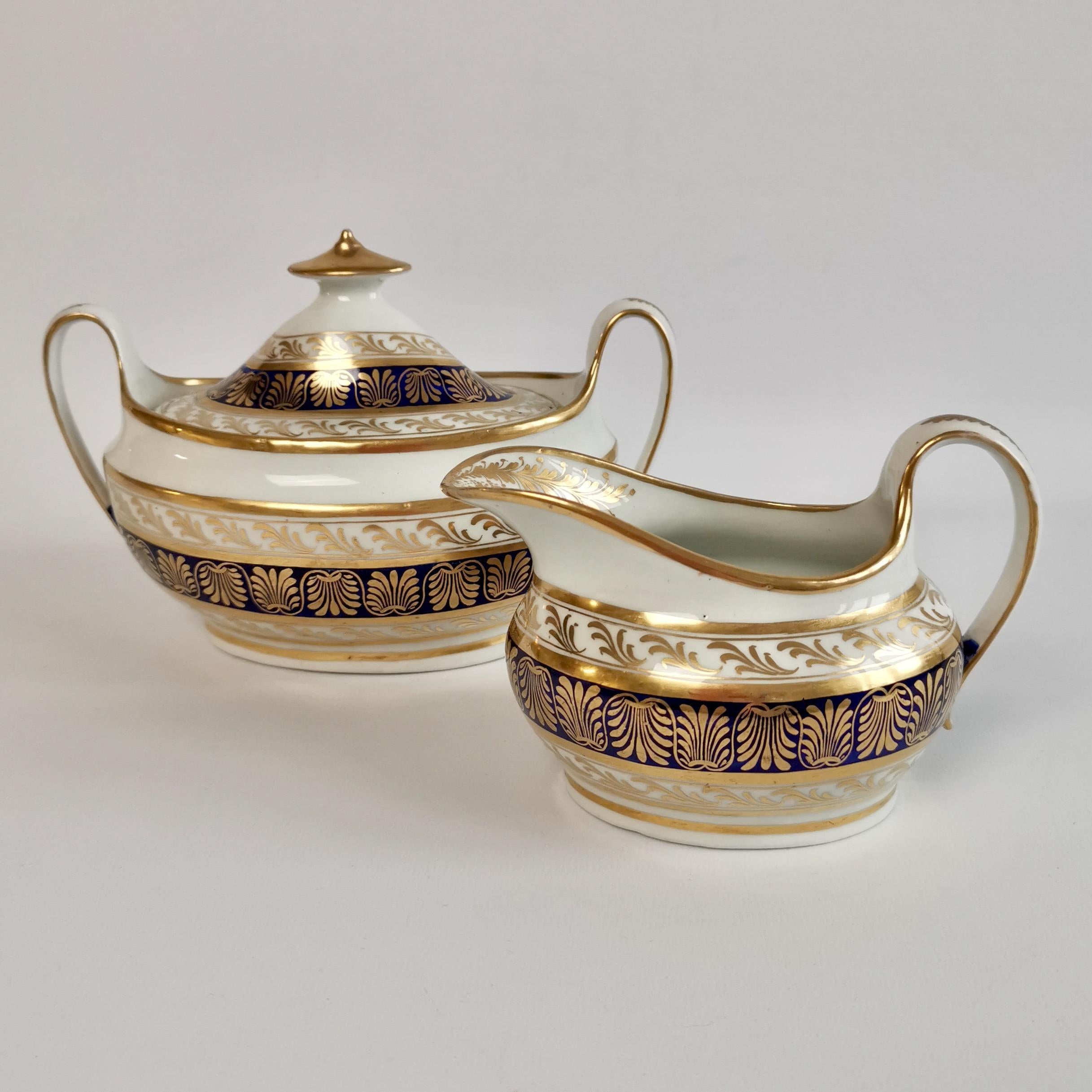 New Hall Porcelain Tea Service, Cobalt Blue and Gilt, Regency ca 1810 In Good Condition In London, GB