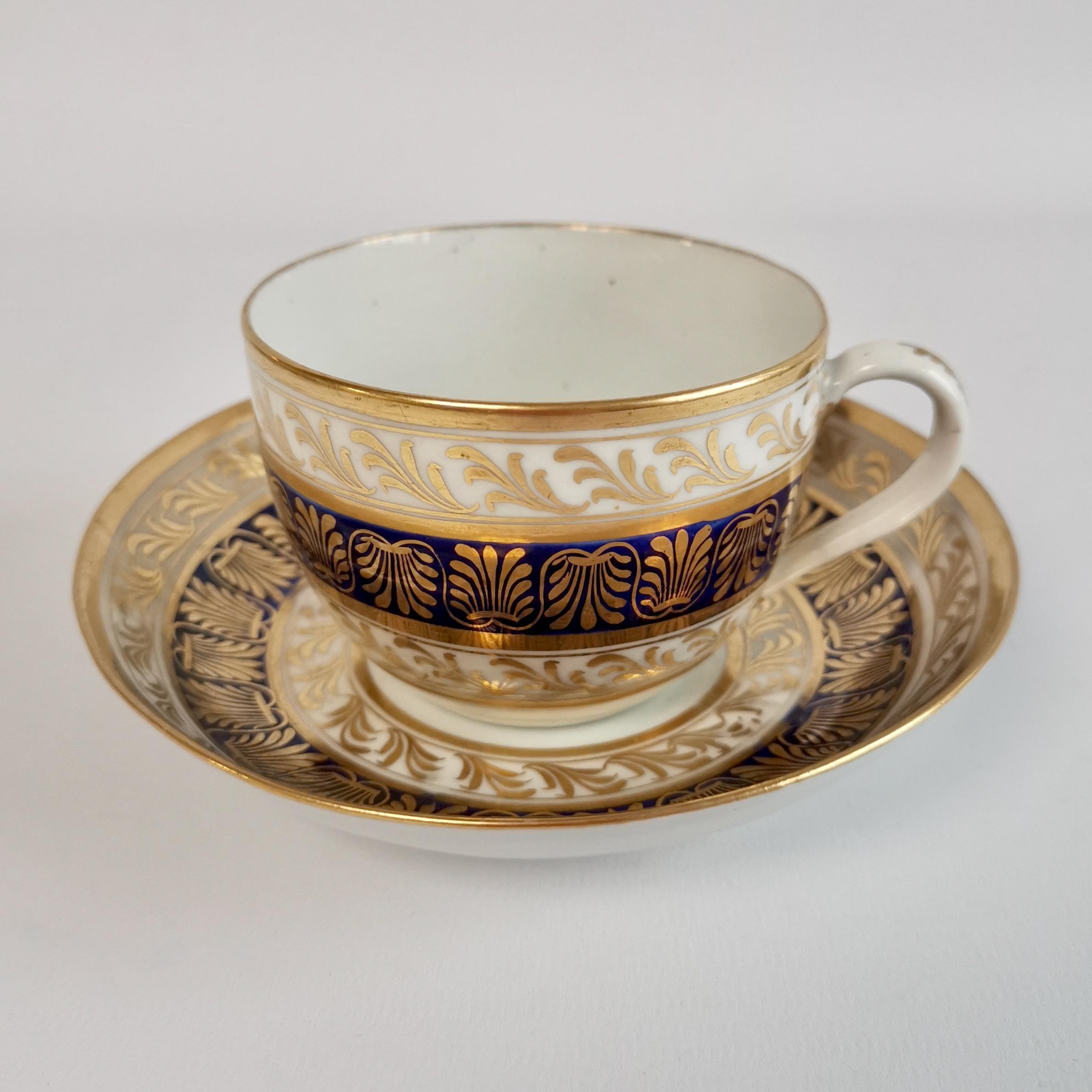 New Hall Porcelain Tea Service, Cobalt Blue and Gilt, Regency ca 1810 1