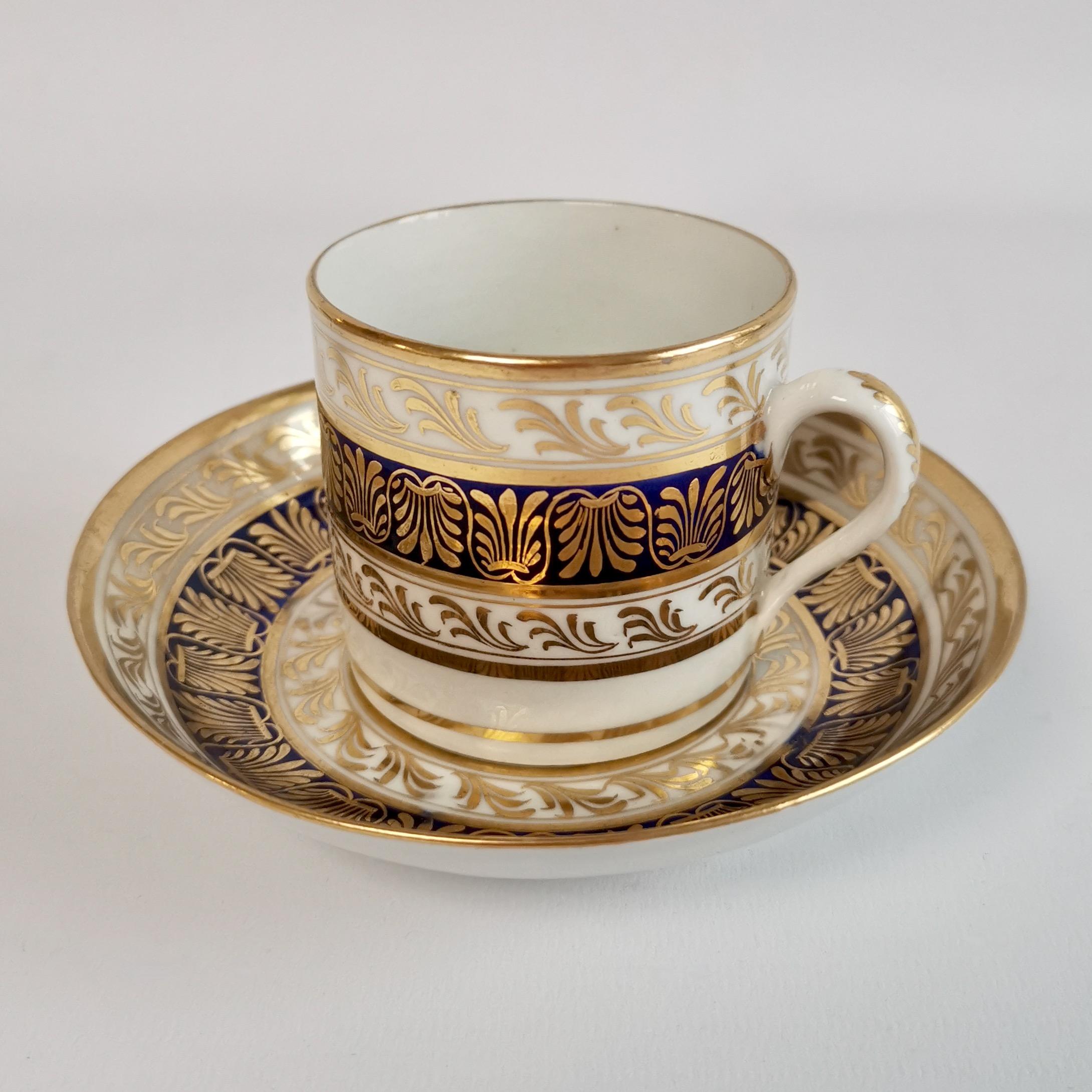 New Hall Porcelain Tea Service, Cobalt Blue and Gilt, Regency ca 1810 2