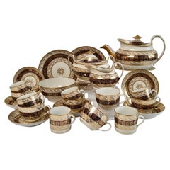 New Hall Porcelain Tea Service, Cobalt Blue and Gilt, Regency ca 1810