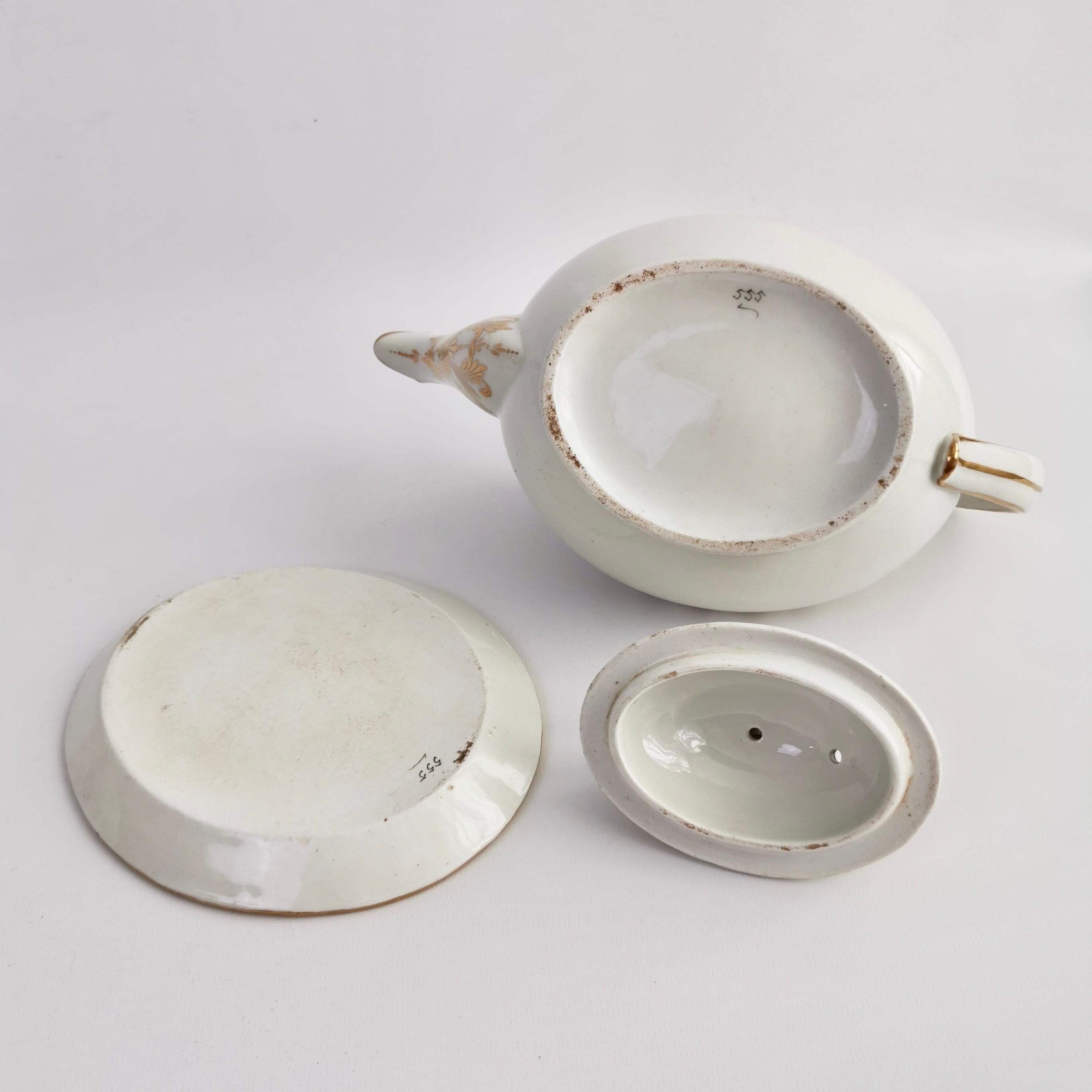 New Hall Porcelain Tea Service, Neoclassical Cobalt Blue and Gilt, ca 1810 8