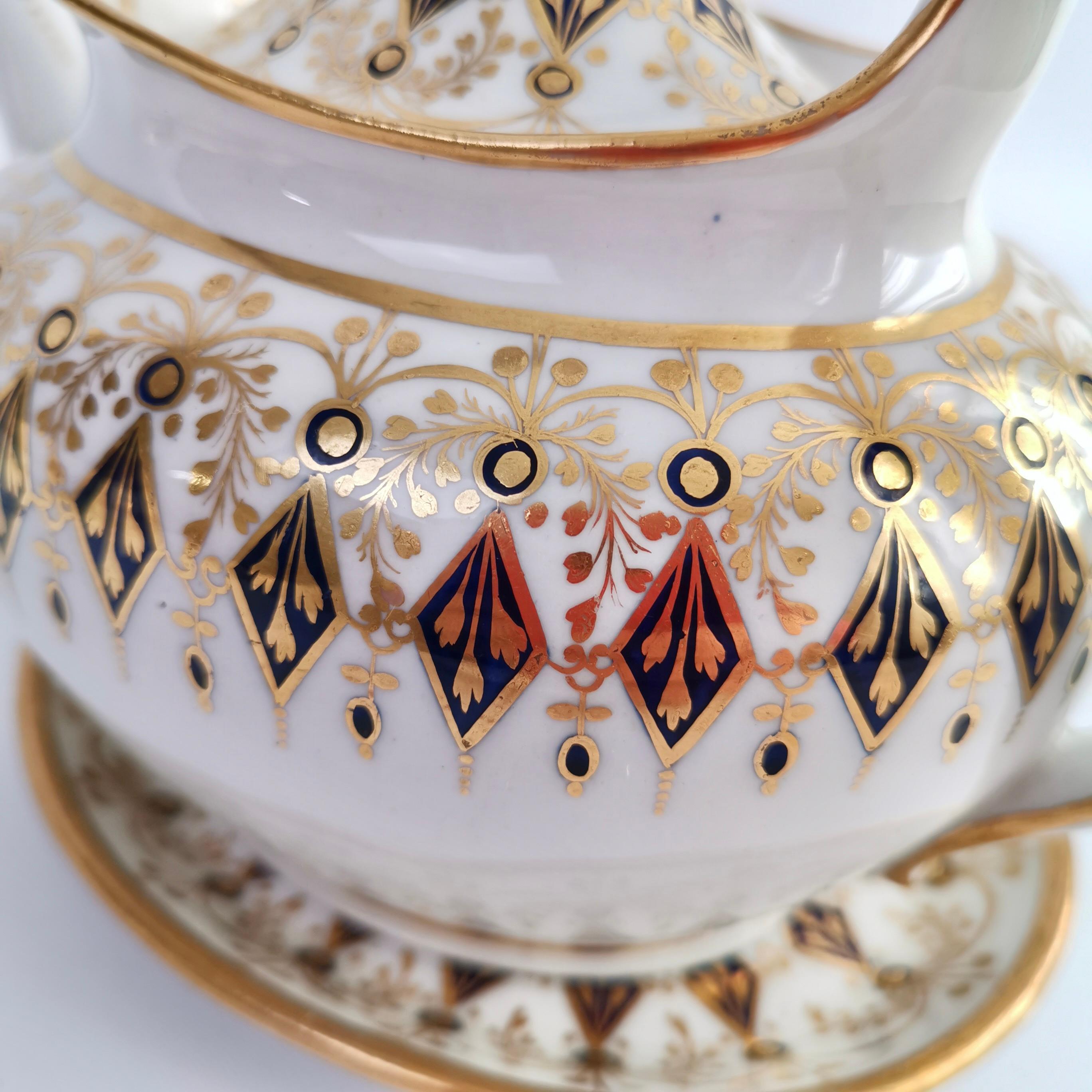 Hand-Painted New Hall Porcelain Tea Service, Neoclassical Cobalt Blue and Gilt, ca 1810 For Sale