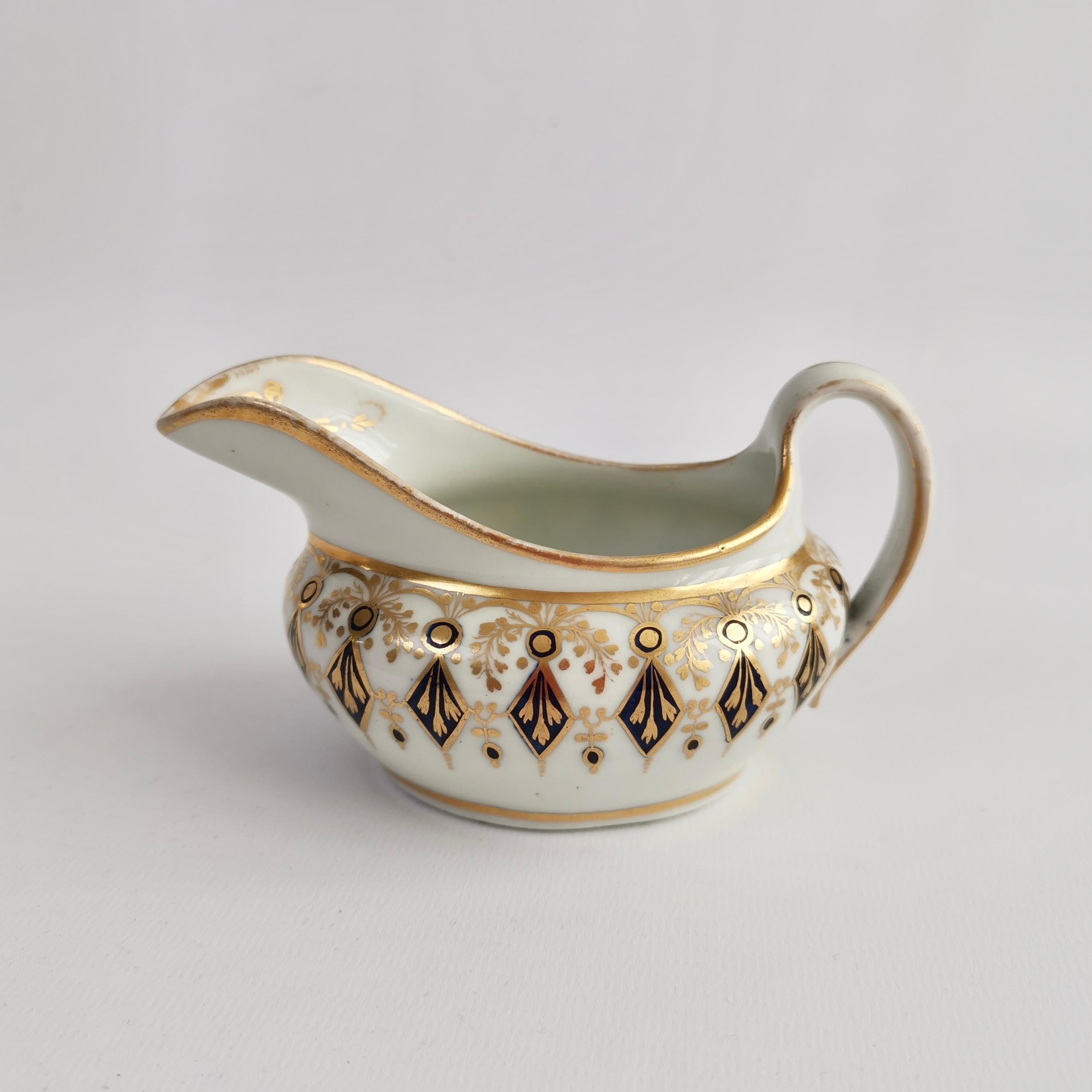 Early 19th Century New Hall Porcelain Tea Service, Neoclassical Cobalt Blue and Gilt, ca 1810 For Sale