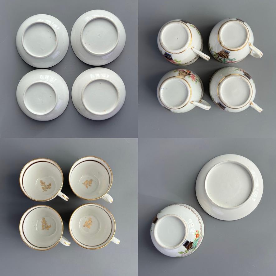 New Hall Porcelain Tea Service, White, Mazarine Blue, Flower Baskets, ca 1810 7