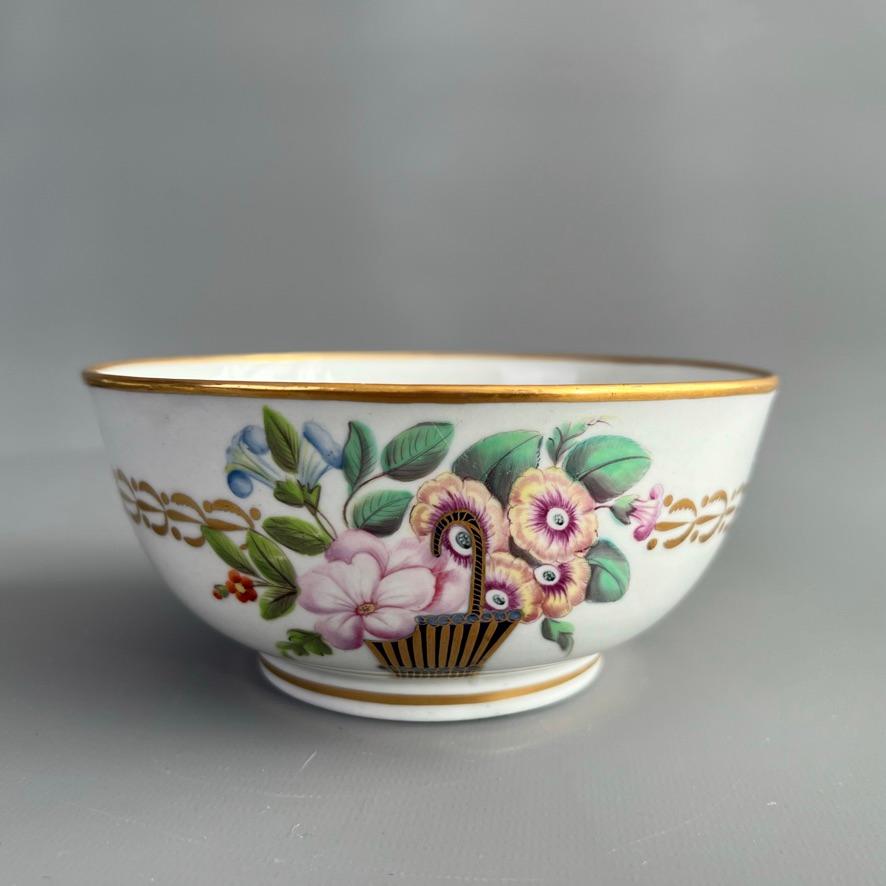 Early 19th Century New Hall Porcelain Tea Service, White, Mazarine Blue, Flower Baskets, ca 1810