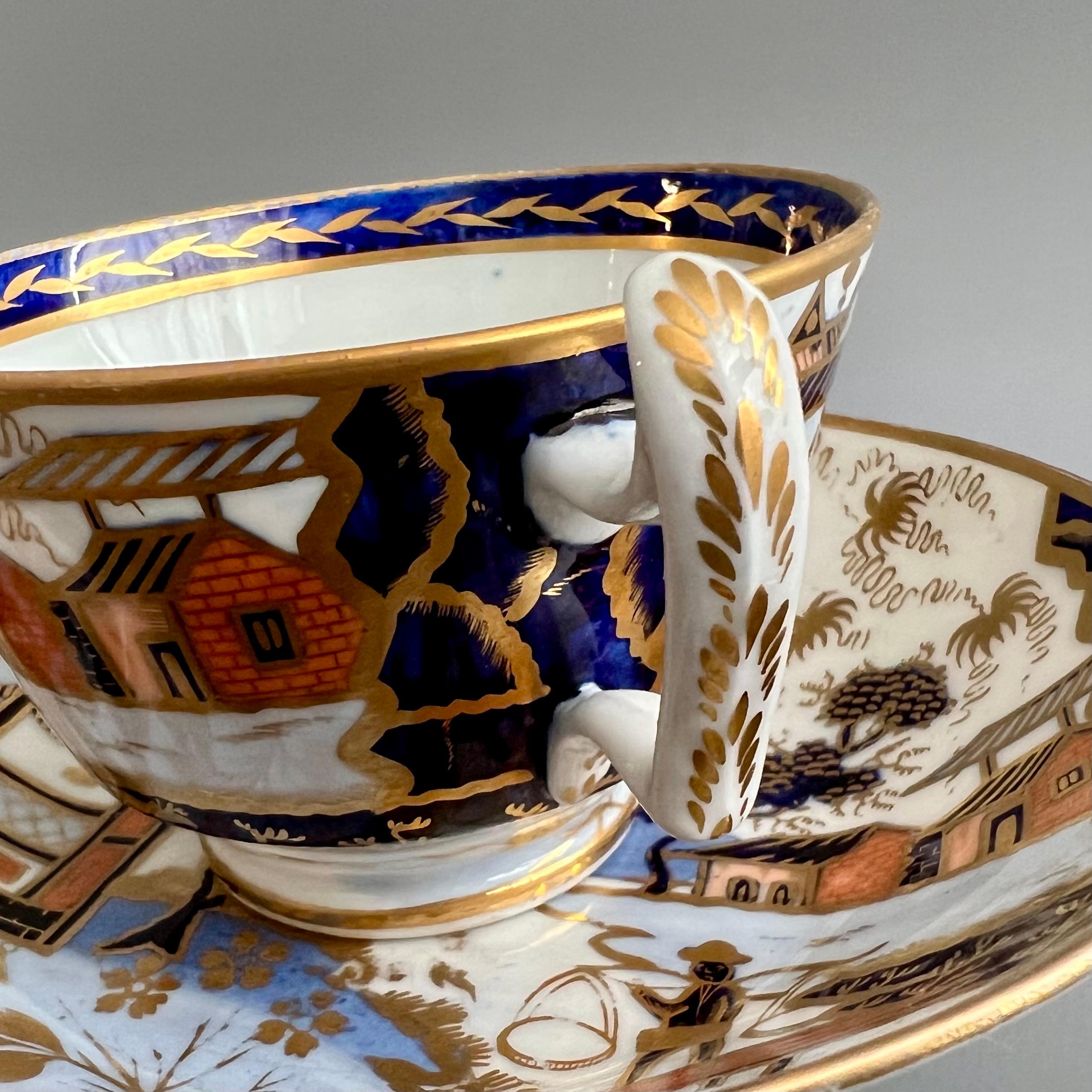 New Hall Porcelain Teacup, Chinoiserie Water Carrier Pattern 1163, Ca 1815 7